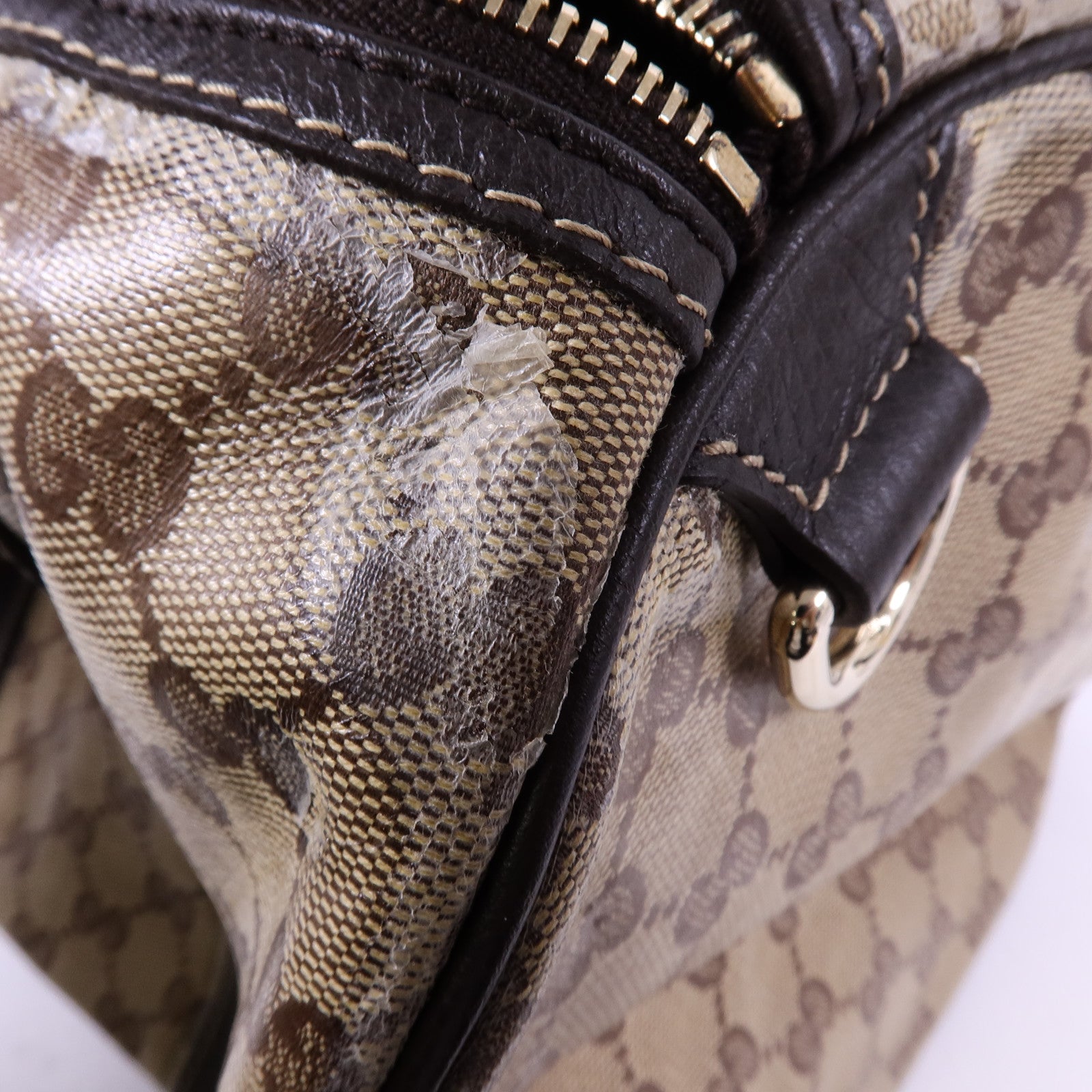 GUCCI 塗層帆布Boston Bag金扣手挽袋