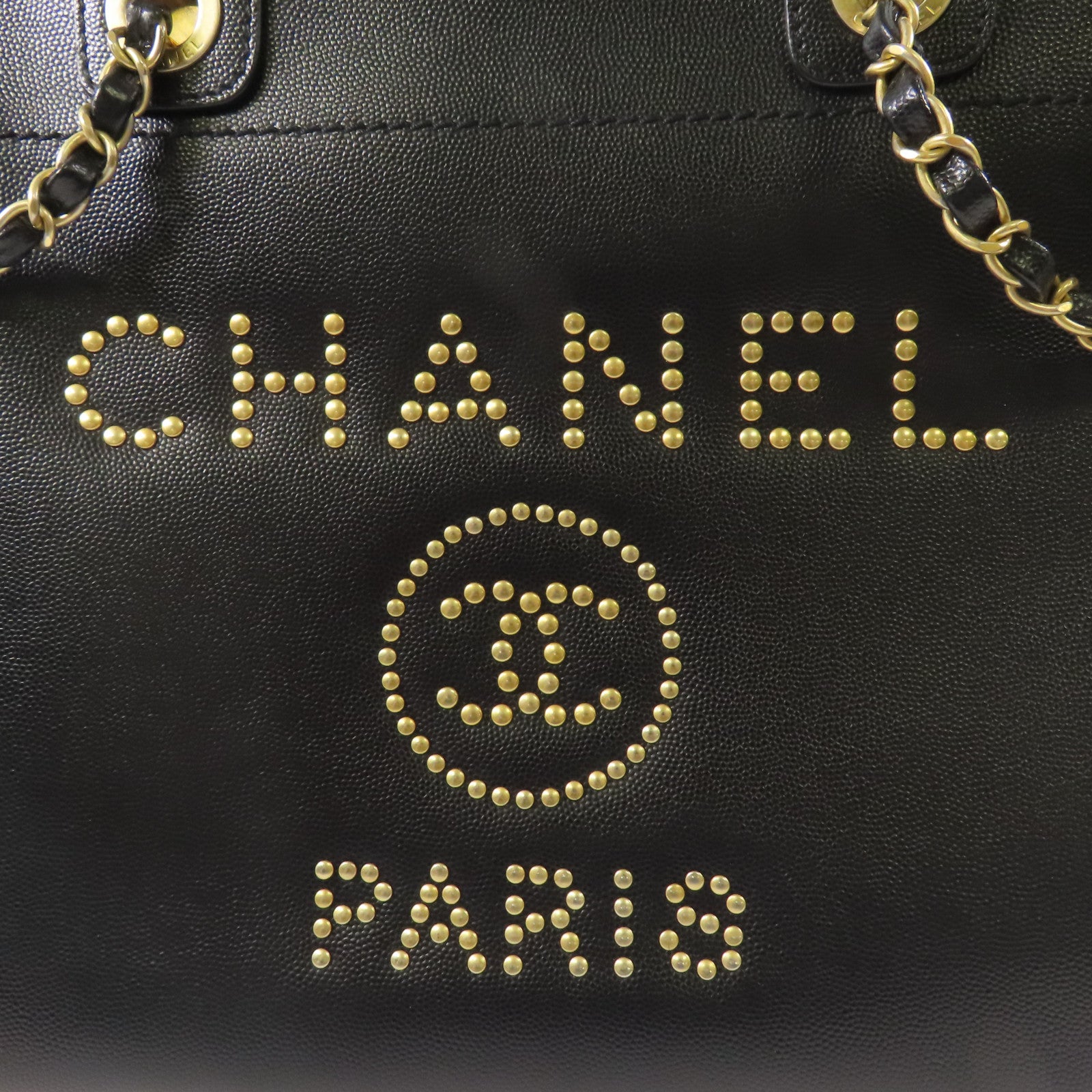 CHANEL 牛皮皮Deauville金扣手挽肩背兩用袋