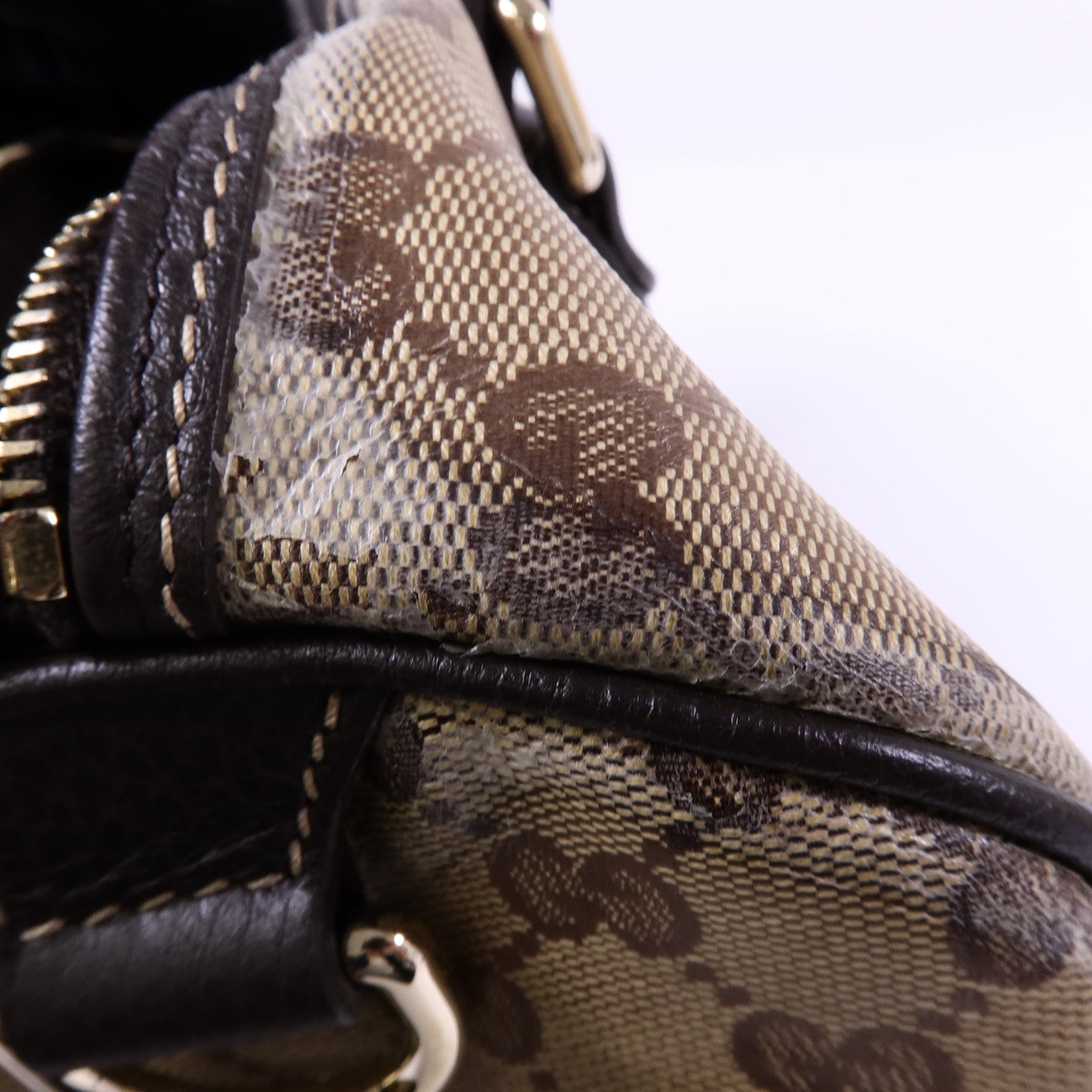 GUCCI 塗層帆布Boston Bag金扣手挽袋