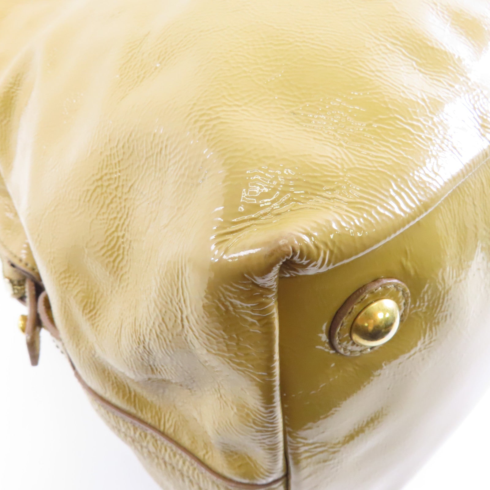 YVES SAINT LAURENT 【激減優惠】漆皮皮革Shoulder Bag金扣肩背袋棕色