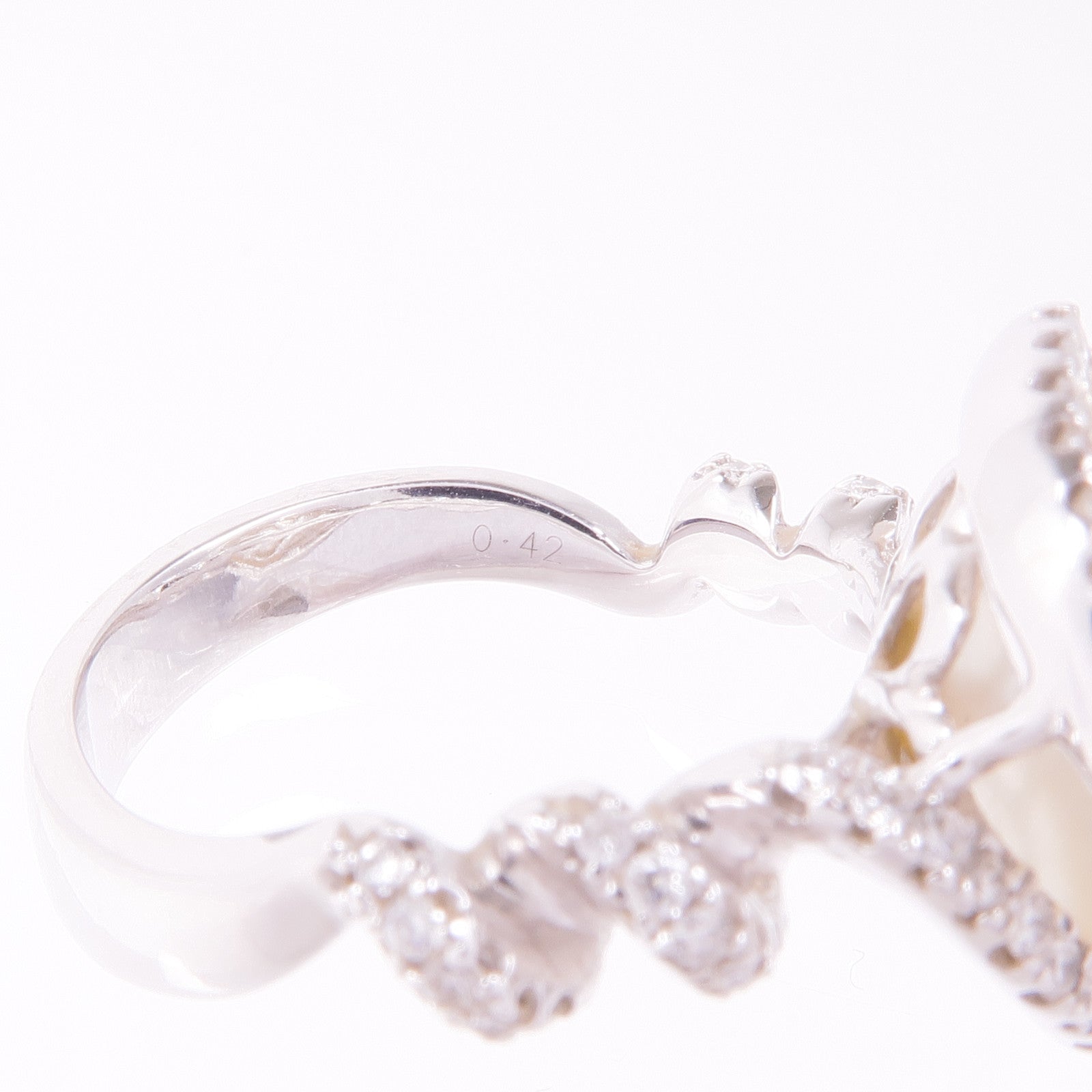 JEWELRY 【激減優惠】18K白金Ring珍珠/鑽石戒指US#6.5