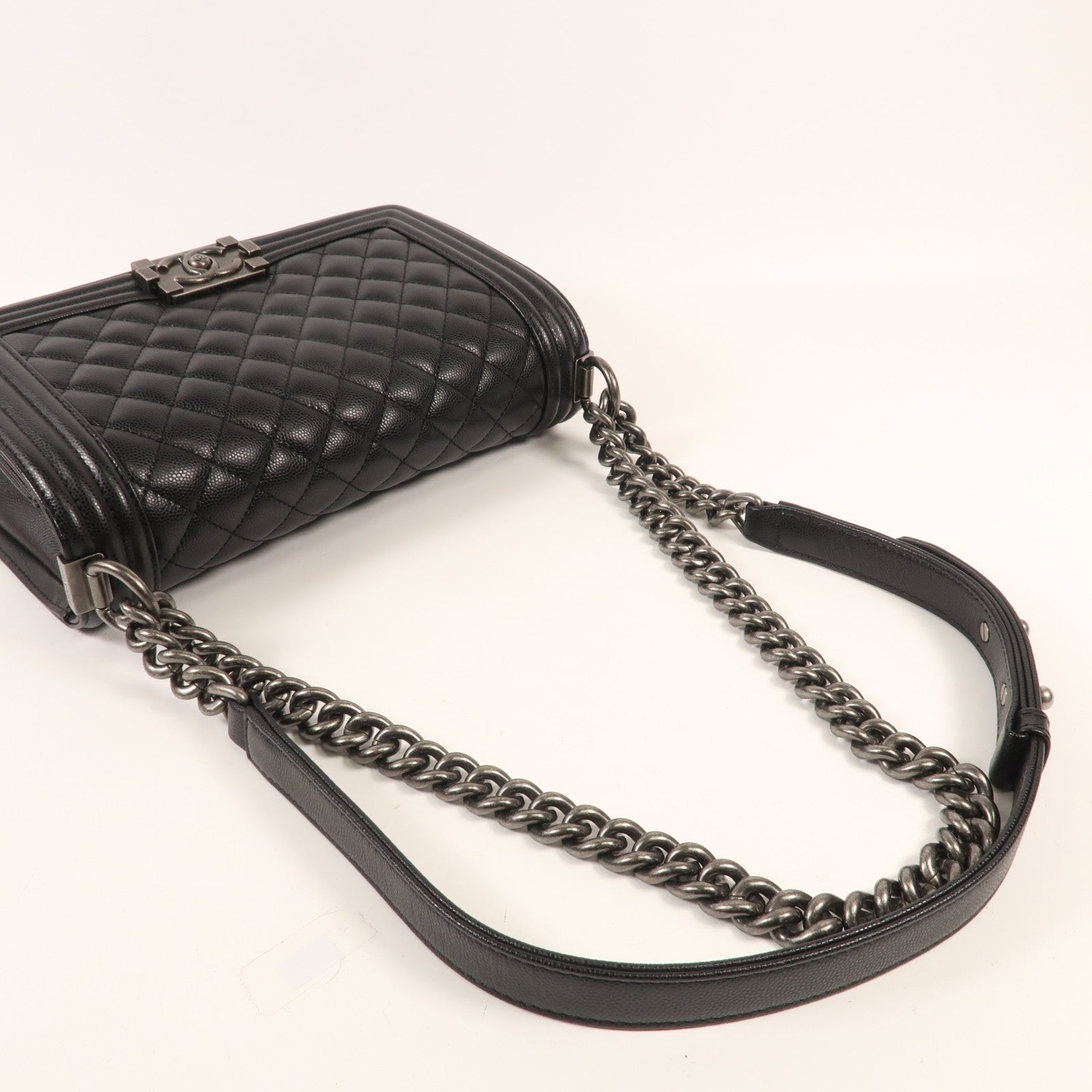 CHANEL 牛皮皮革Boy 25鏈帶肩背袋