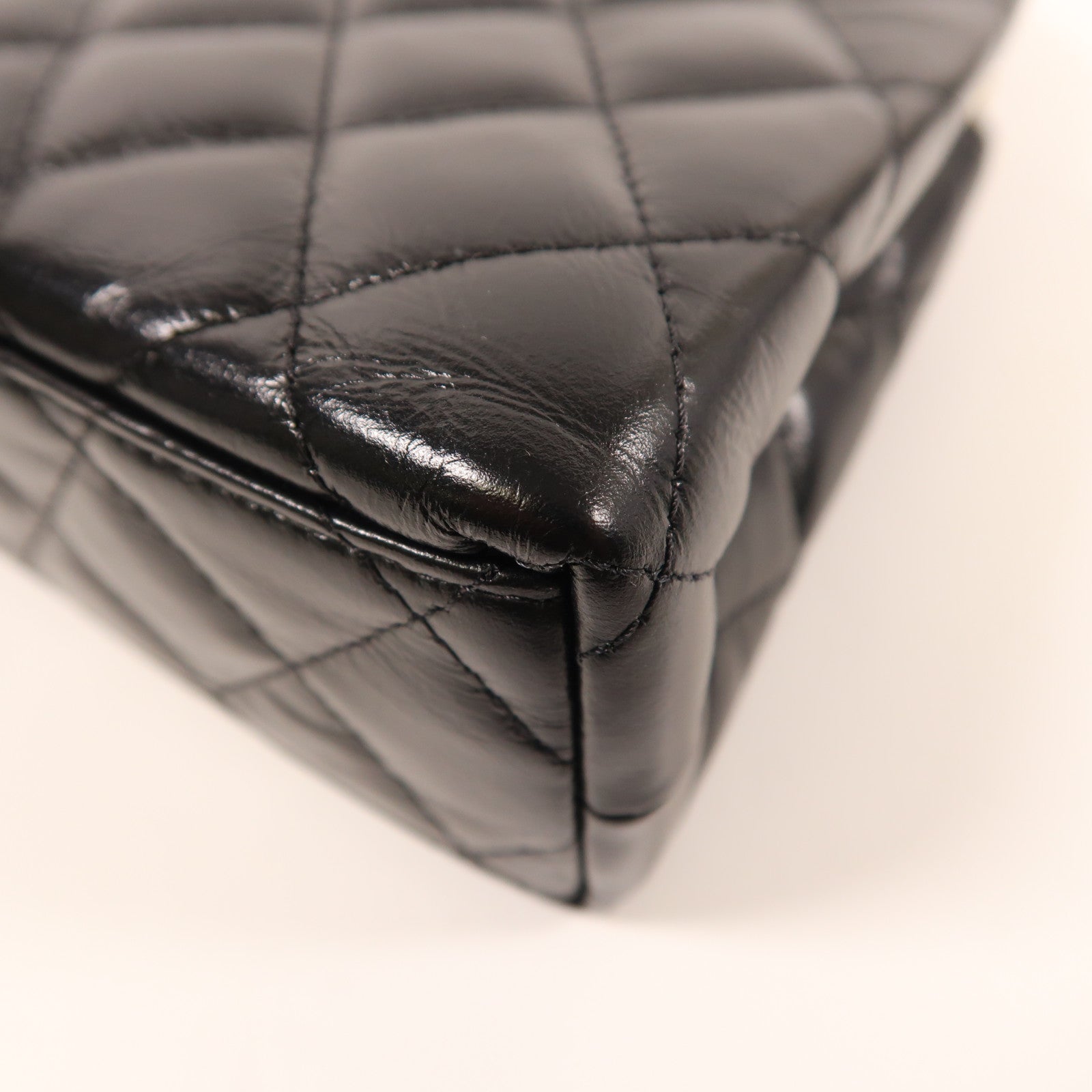 CHANEL 牛皮皮革Kelly Shiny Crumpled Mini金扣手挽肩背兩用袋