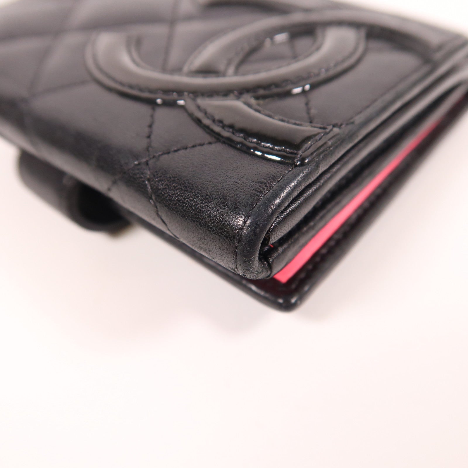 CHANEL 牛皮皮革Cambon Wallet銀扣錢包黑色