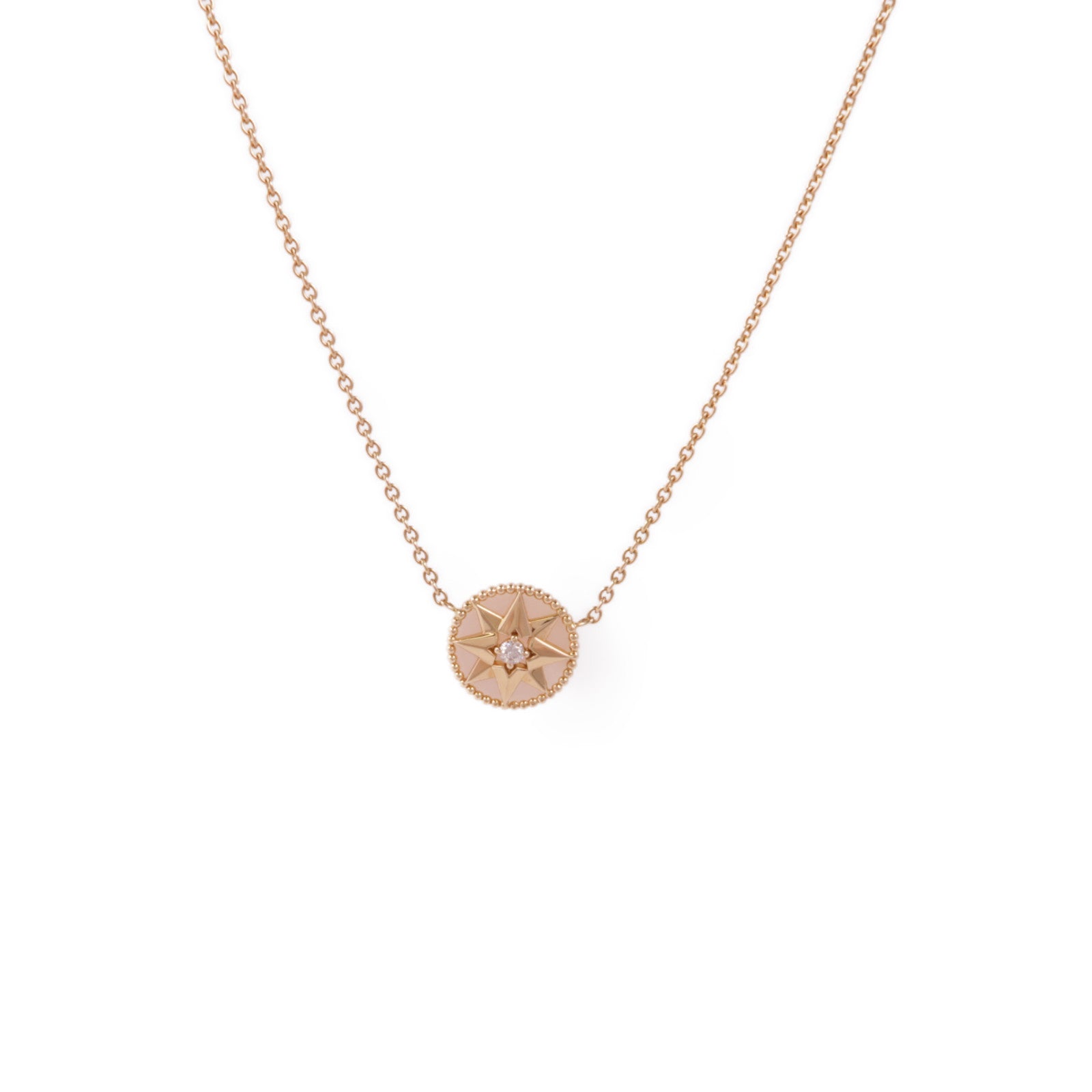 Dior 18K玫瑰金/珍珠母貝Rose Davan Diamond Necklace鑽石項鍊