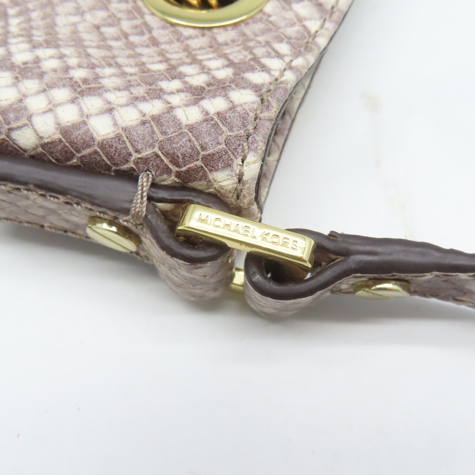 Michael Kors 【激減優惠】牛皮皮革Chain Bag金扣手挽肩背兩用袋灰色