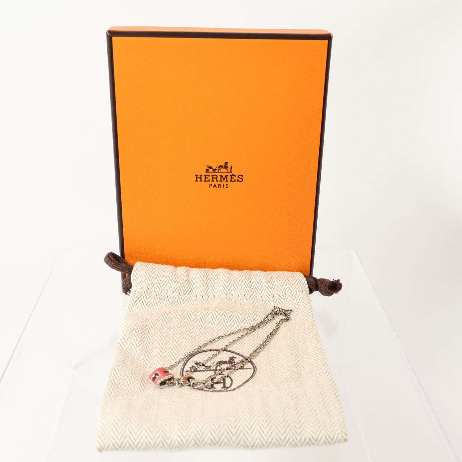 HERMES 金屬/琺瑯Mini Pop H Necklace項鏈Rose Azalee