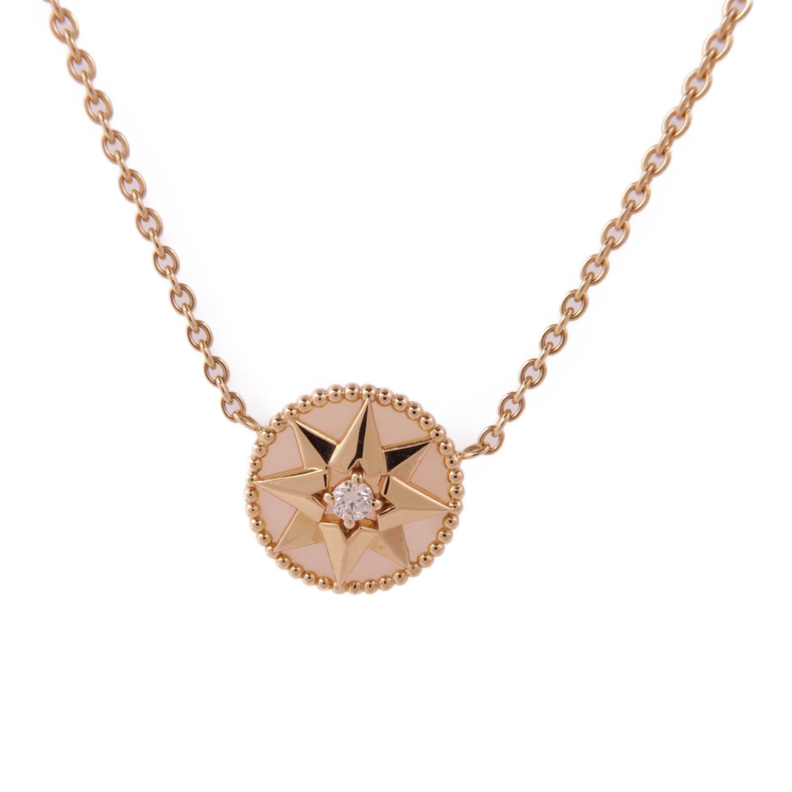 Dior 18K玫瑰金/珍珠母貝Rose Davan Diamond Necklace鑽石項鍊