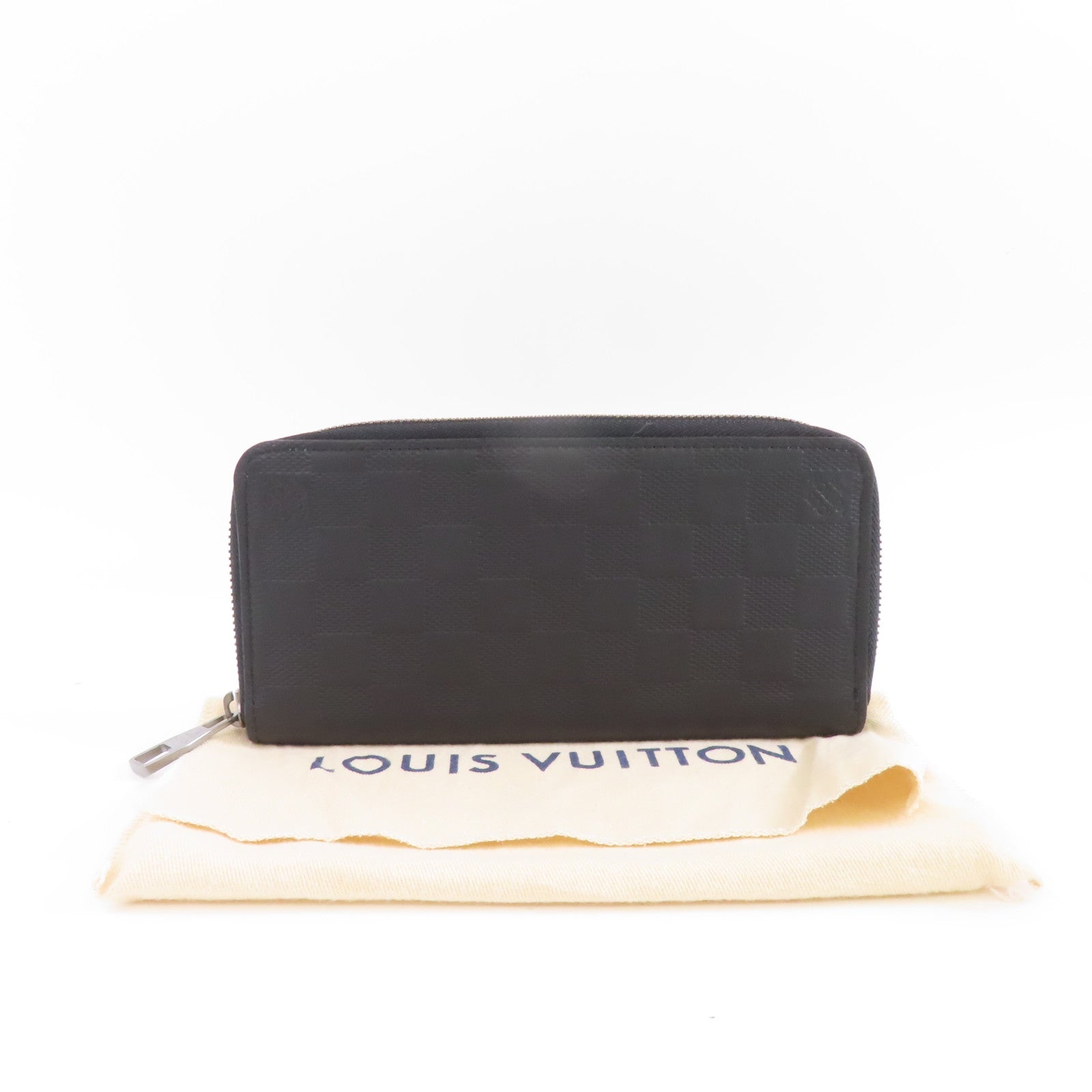LOUIS VUITTON Damier Infini Zippy Long Wallet銀扣長錢包黑色
