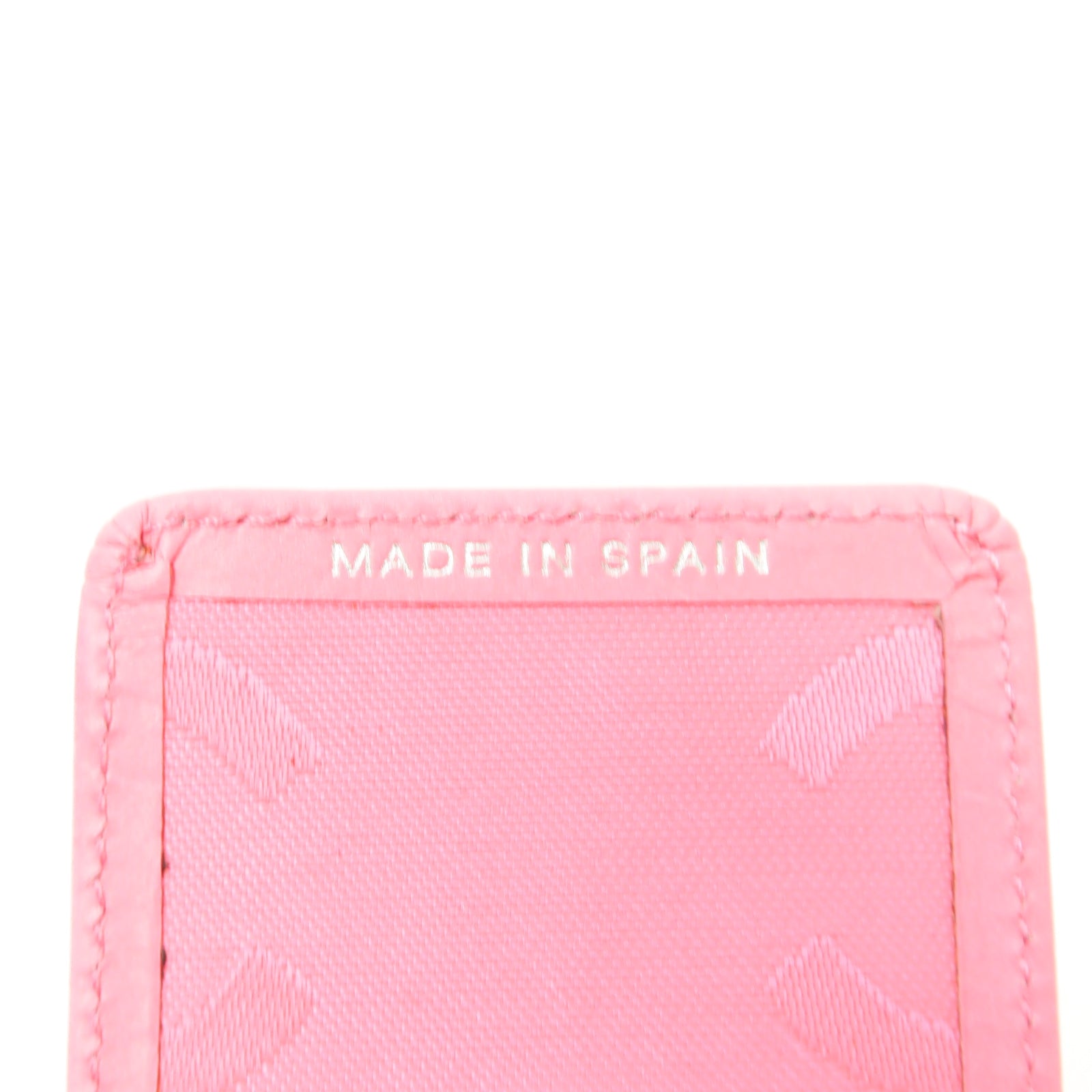 CHANEL 菱格牛皮皮革Cambon Key Case銀扣鎖匙包黑色/粉紅色