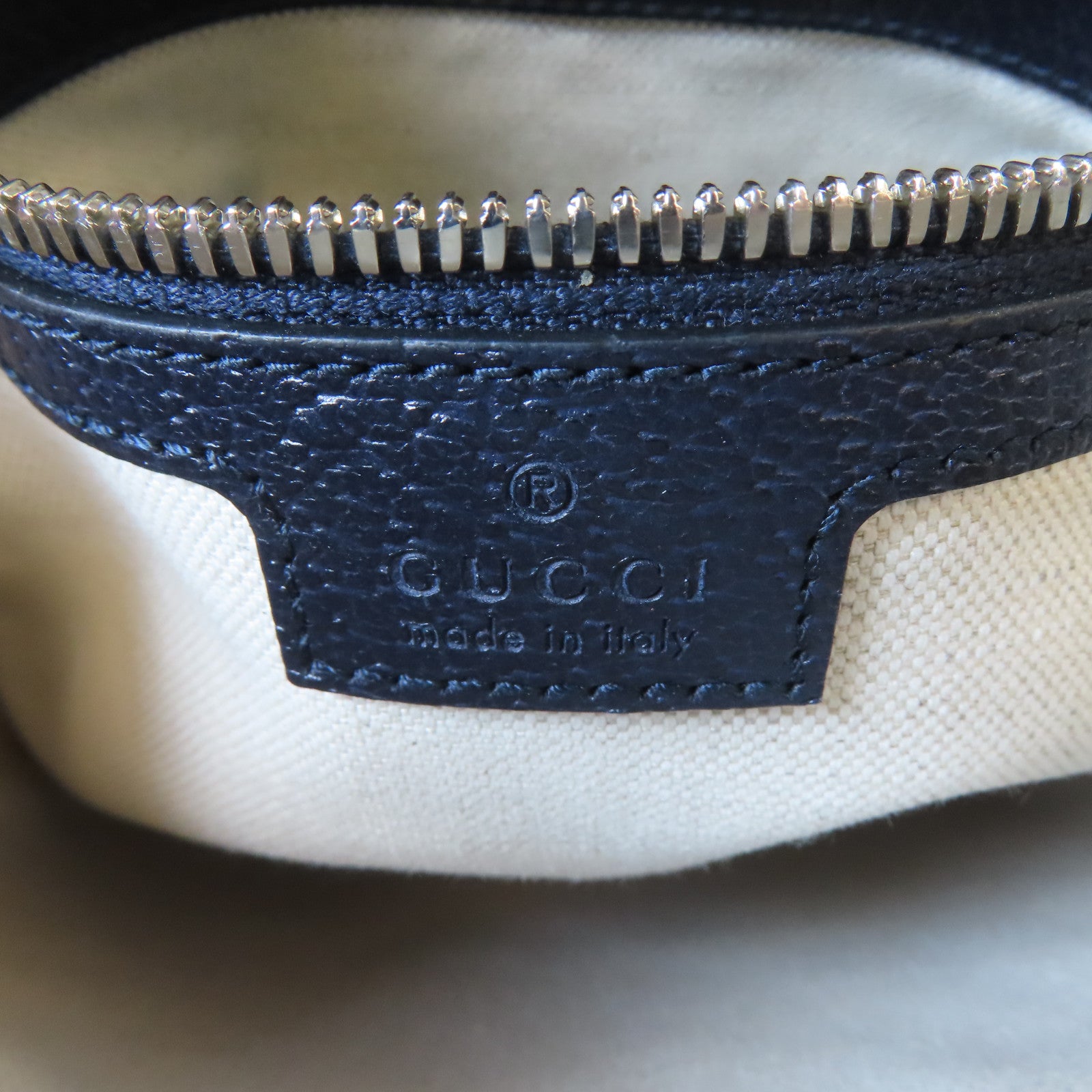GUCCI 塗層帆布Shoulder Bag銀扣肩背袋啡色/深藍色