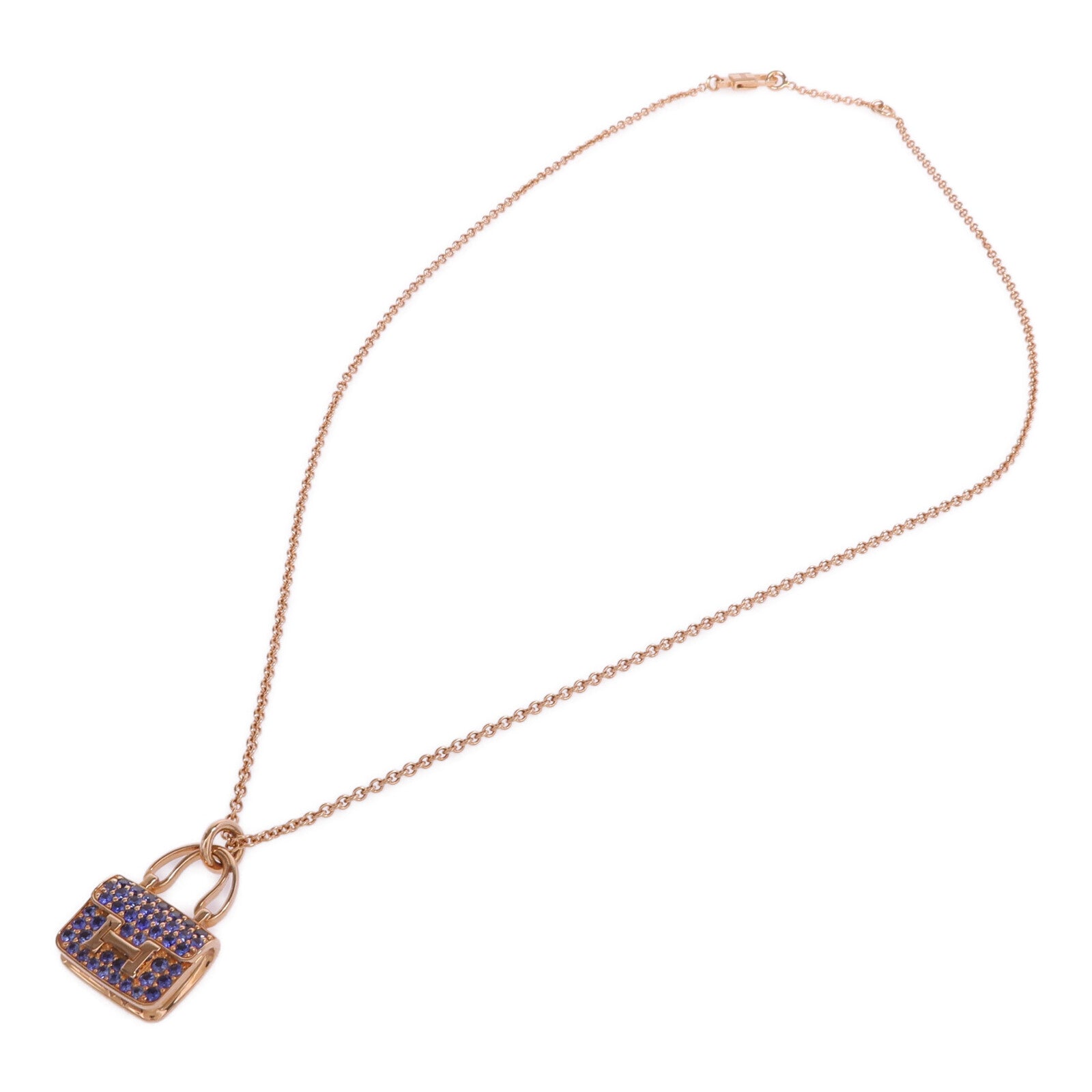 HERMES 【激減優惠】18K玫瑰金Amulettes Constance Pendent藍寶石項鍊
