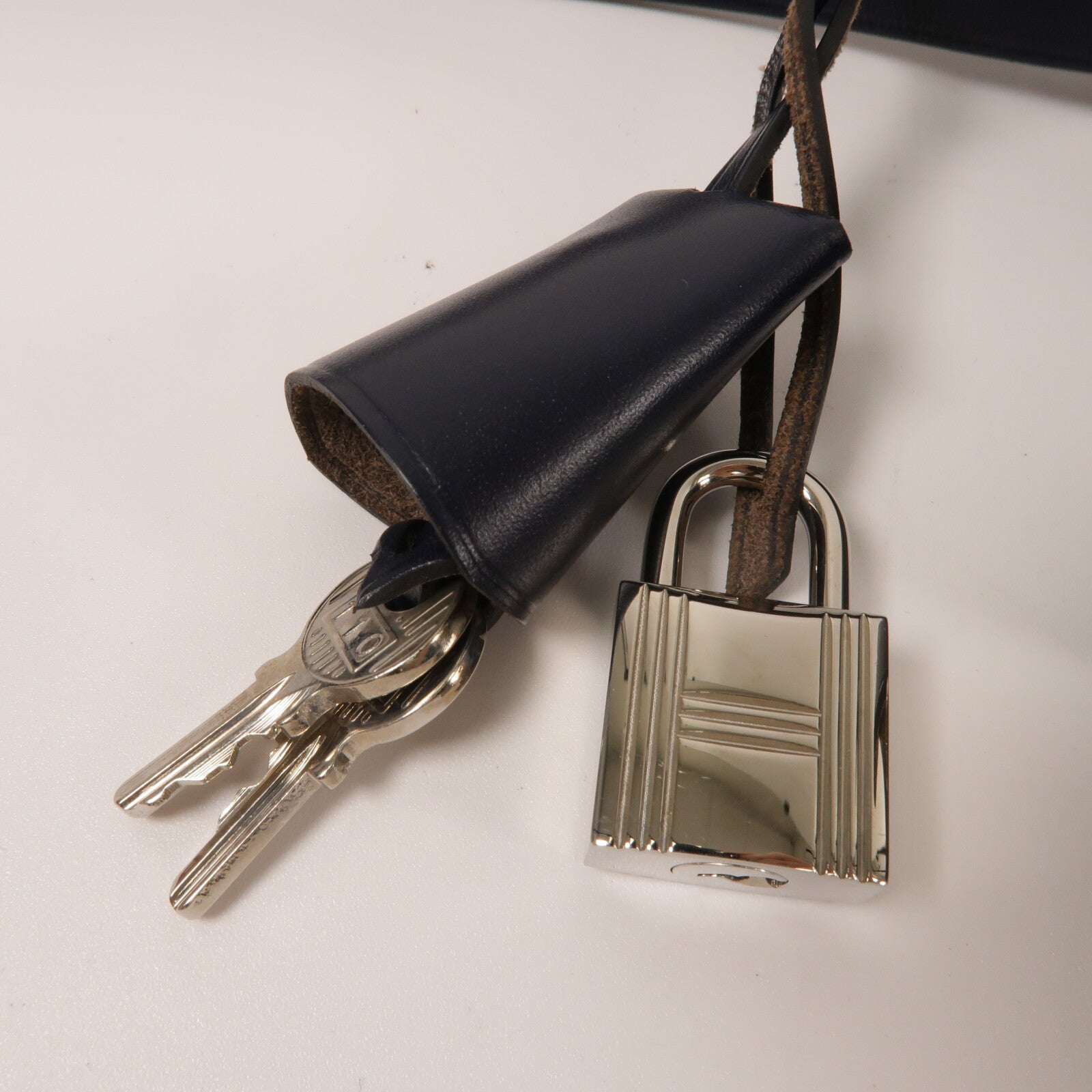 HERMES 帆布/Vache Hunter皮革Herbag PM手挽肩背兩用袋Etoupe/Bleu Indigo