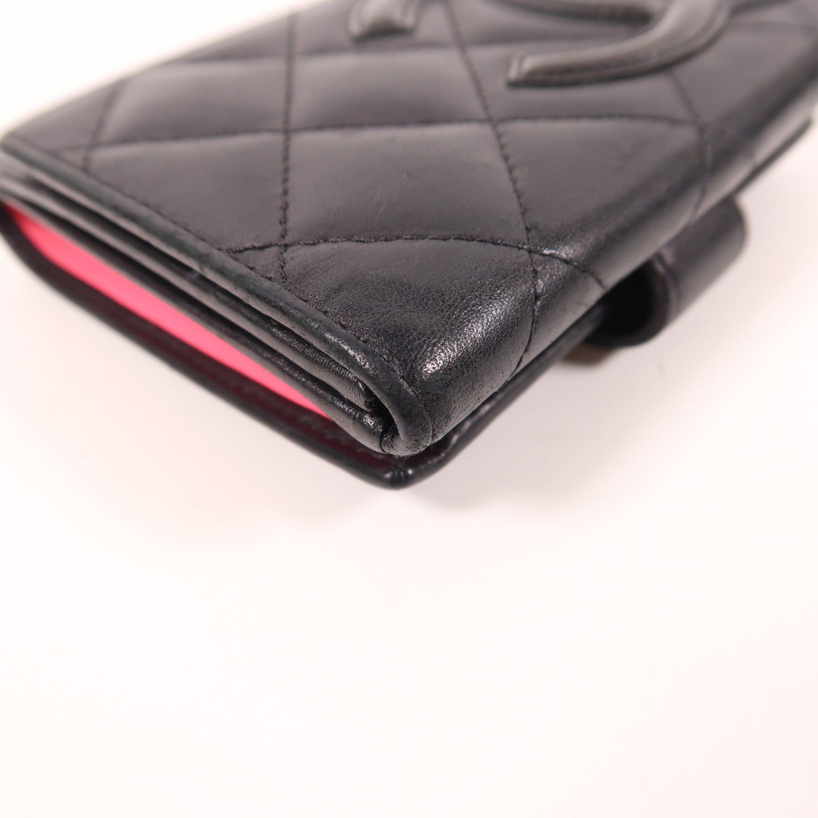 CHANEL 牛皮皮革Cambon Wallet銀扣錢包黑色