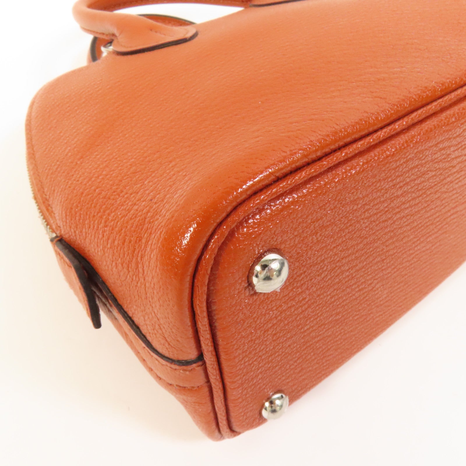 HERMES Chevre皮革Mini Bolide銀扣手挽肩背兩用袋Cuivre