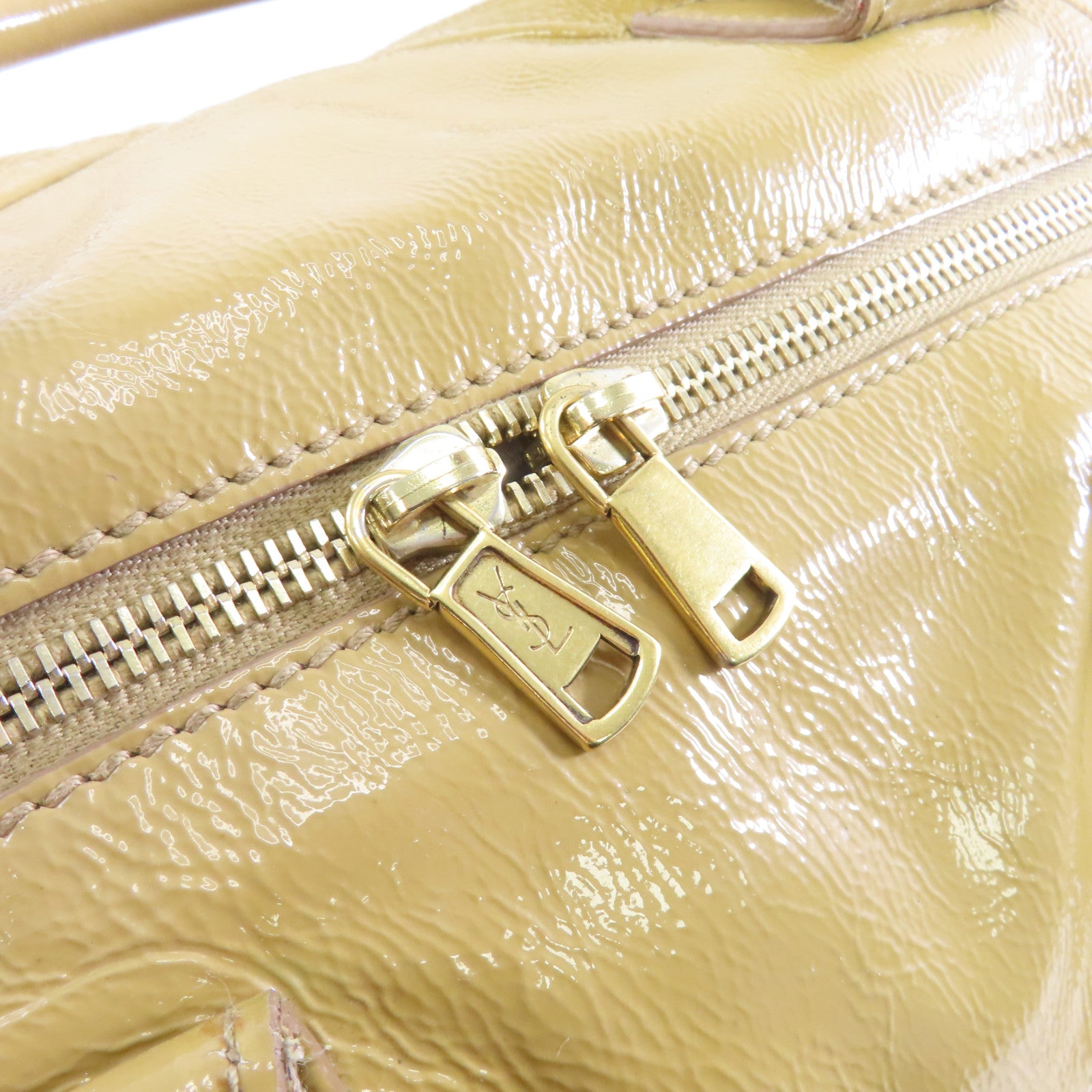 YVES SAINT LAURENT 【激減優惠】漆皮皮革Shoulder Bag金扣肩背袋棕色