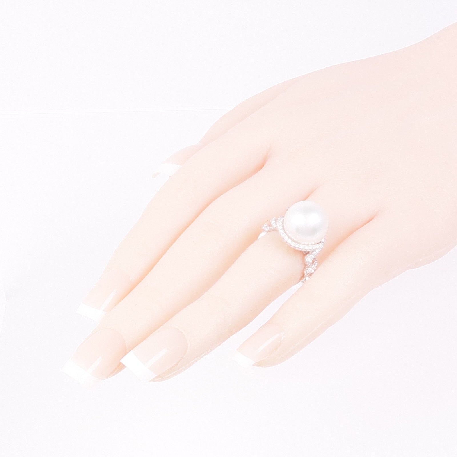 JEWELRY 【激減優惠】18K白金Ring珍珠/鑽石戒指US#6.5