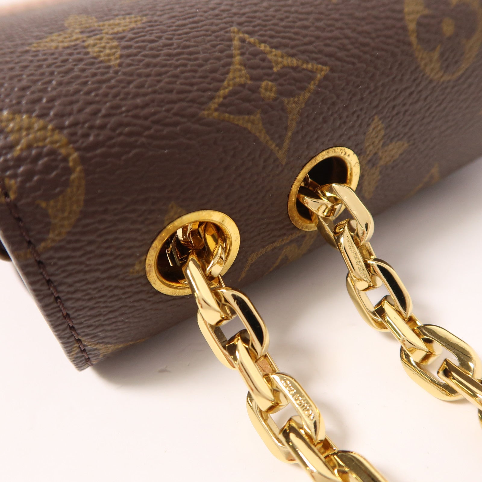 LOUIS VUITTON Monogram Marceau金扣鏈帶肩背袋棕色