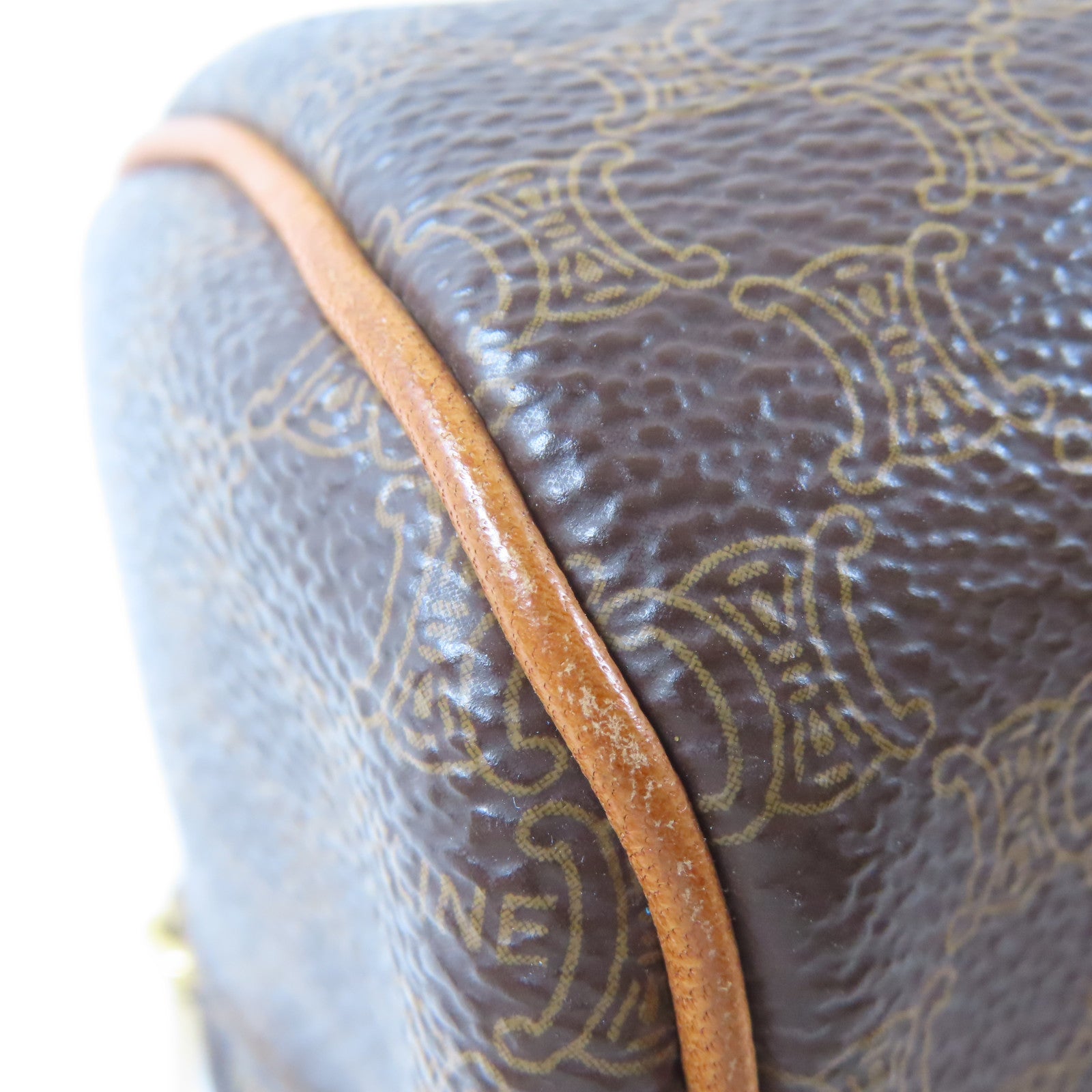 CELINE 塗層帆布Hand Bag金扣手挽袋棕色