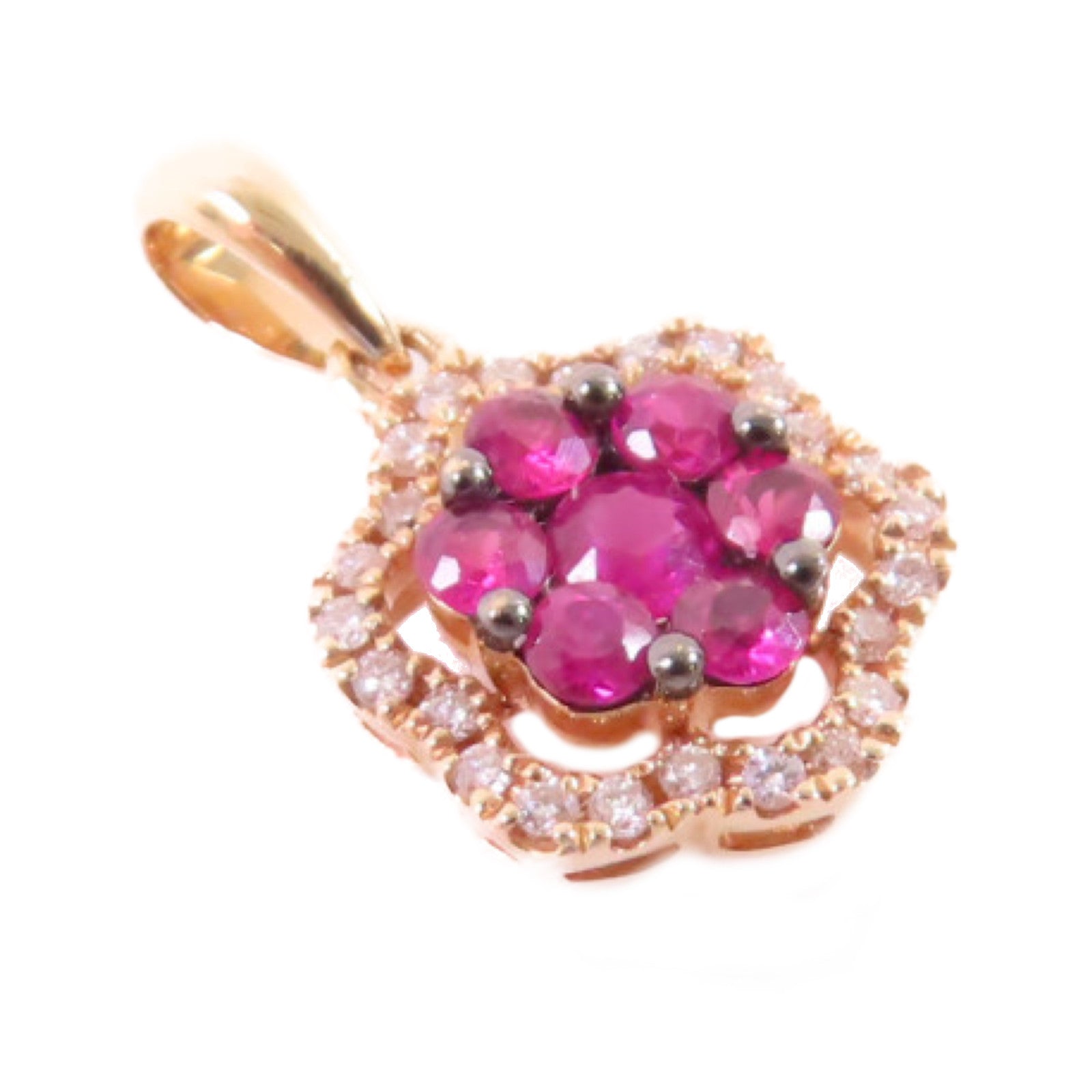 JEWELRY 【激減優惠】18K玫瑰金/紅寶石/0.8ct鑽石Ruby Diamond Pendant Top吊墜頭扣