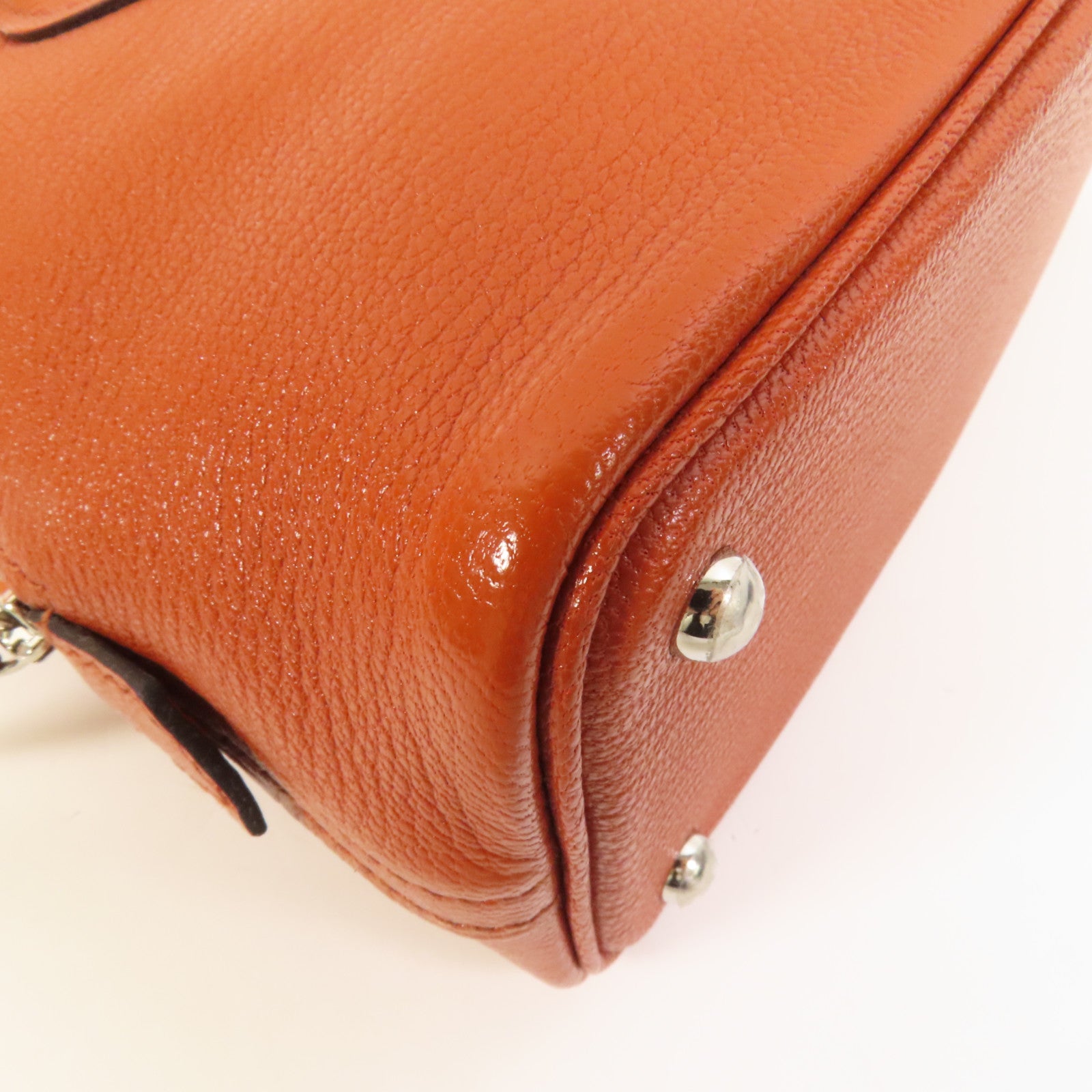 HERMES Chevre皮革Mini Bolide銀扣手挽肩背兩用袋Cuivre
