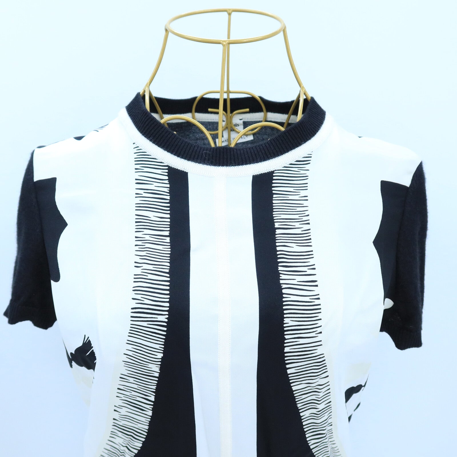 HERMES Silk/Cashmere Twillaine Short-Sleeve Knit針織