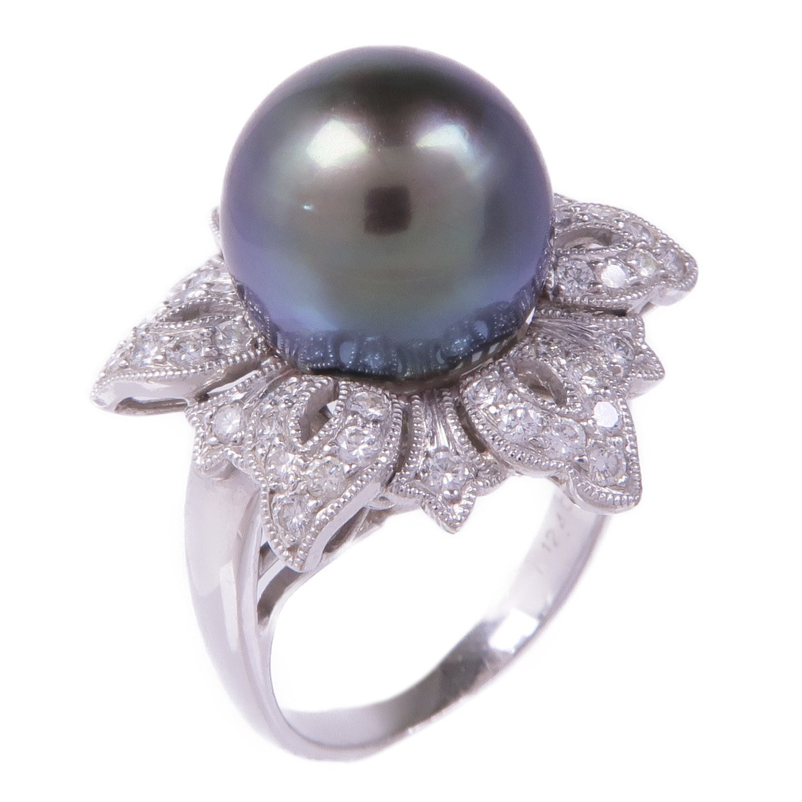 JEWELRY 18K白金Pearl Diamond Ring珍珠鑽石戒指US#6.5