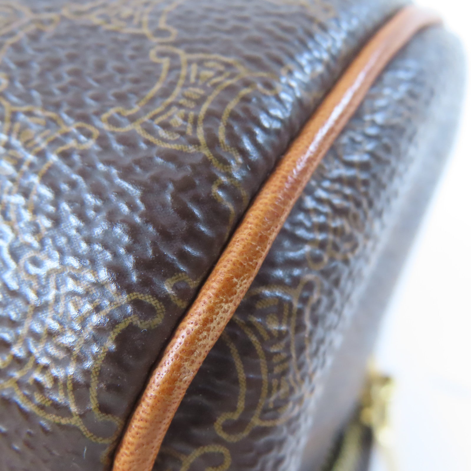 CELINE 塗層帆布Hand Bag金扣手挽袋棕色