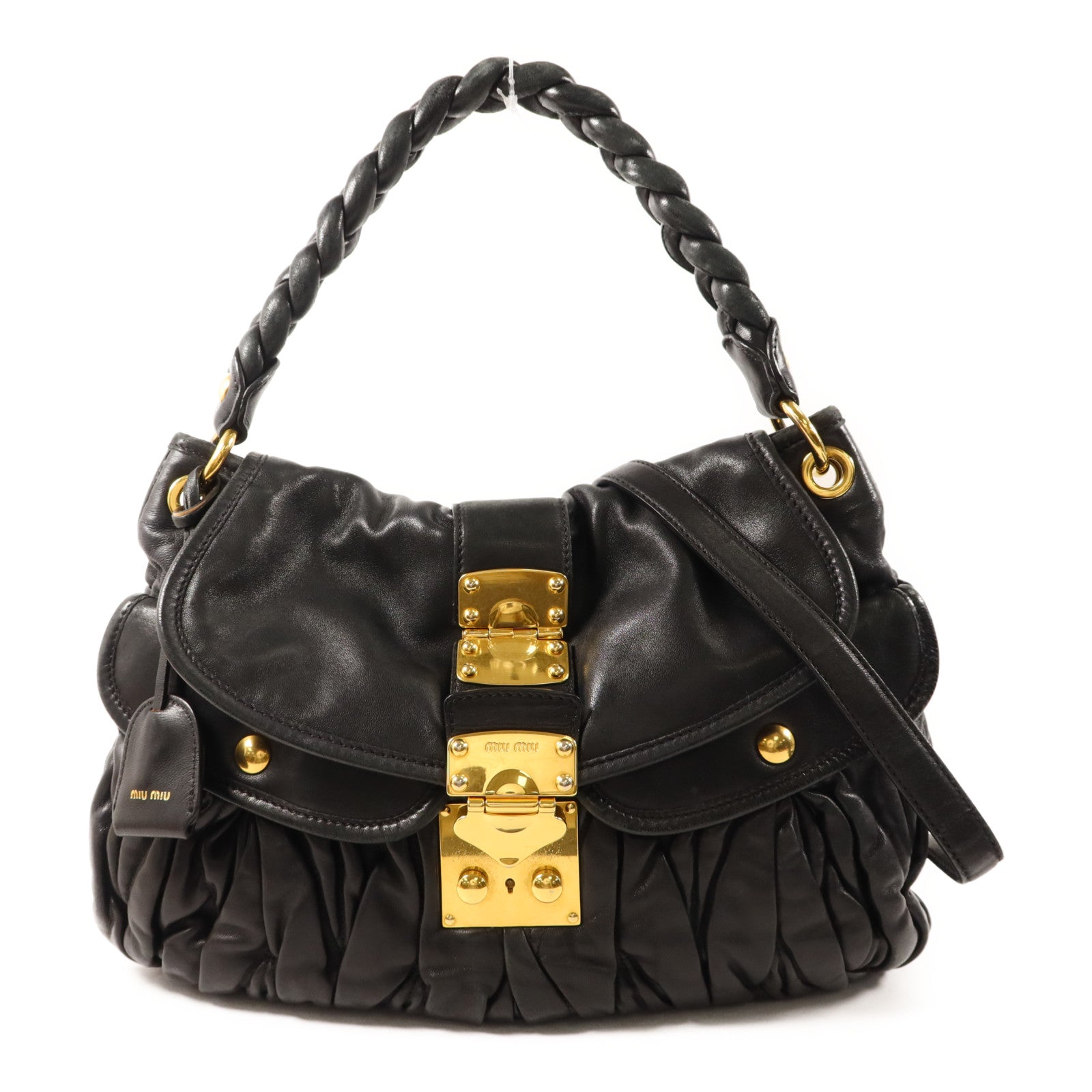 Miu Miu 羊皮皮革2Way Shoulder Bag金扣手挽肩背兩用袋