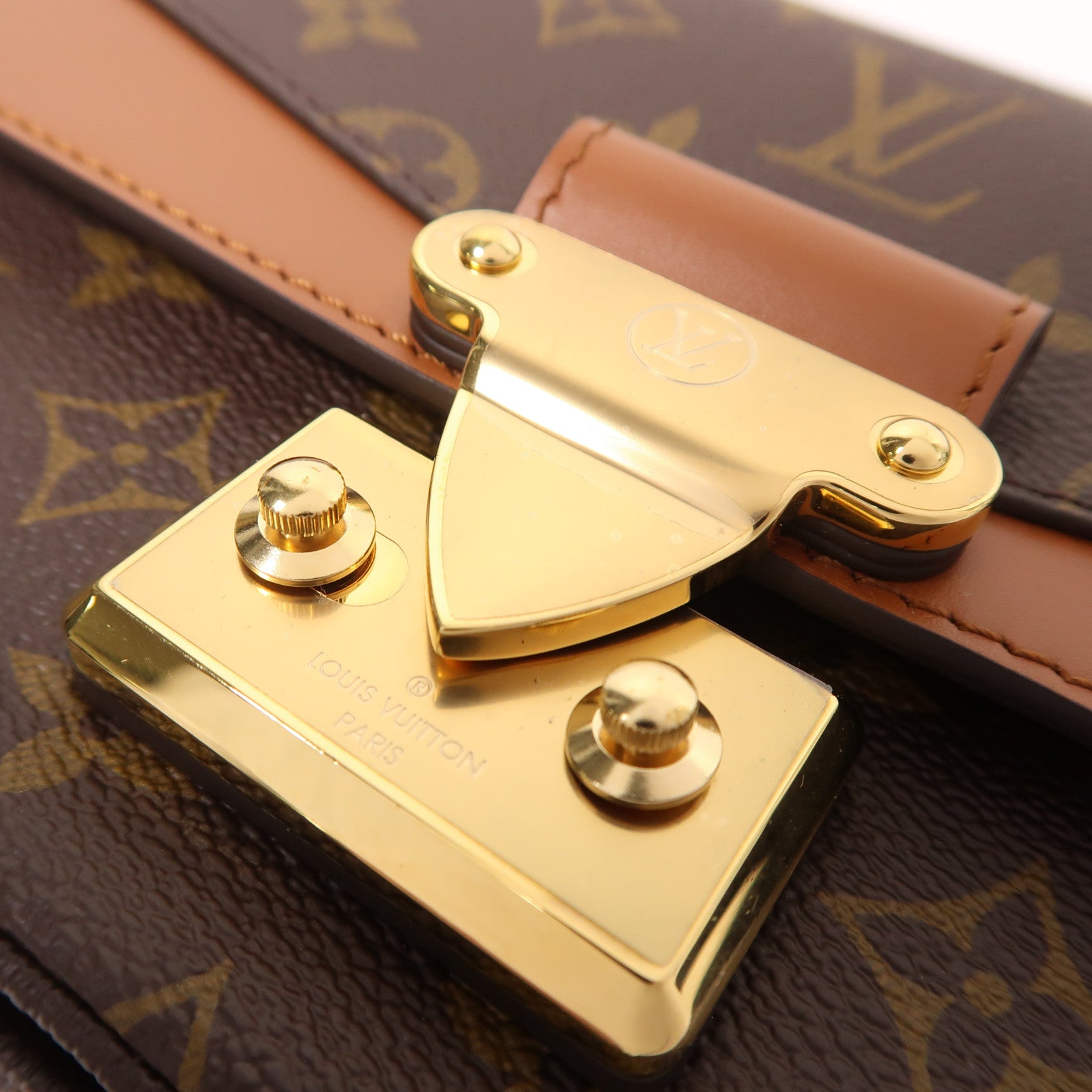 LOUIS VUITTON Monogram Marceau金扣鏈帶肩背袋棕色