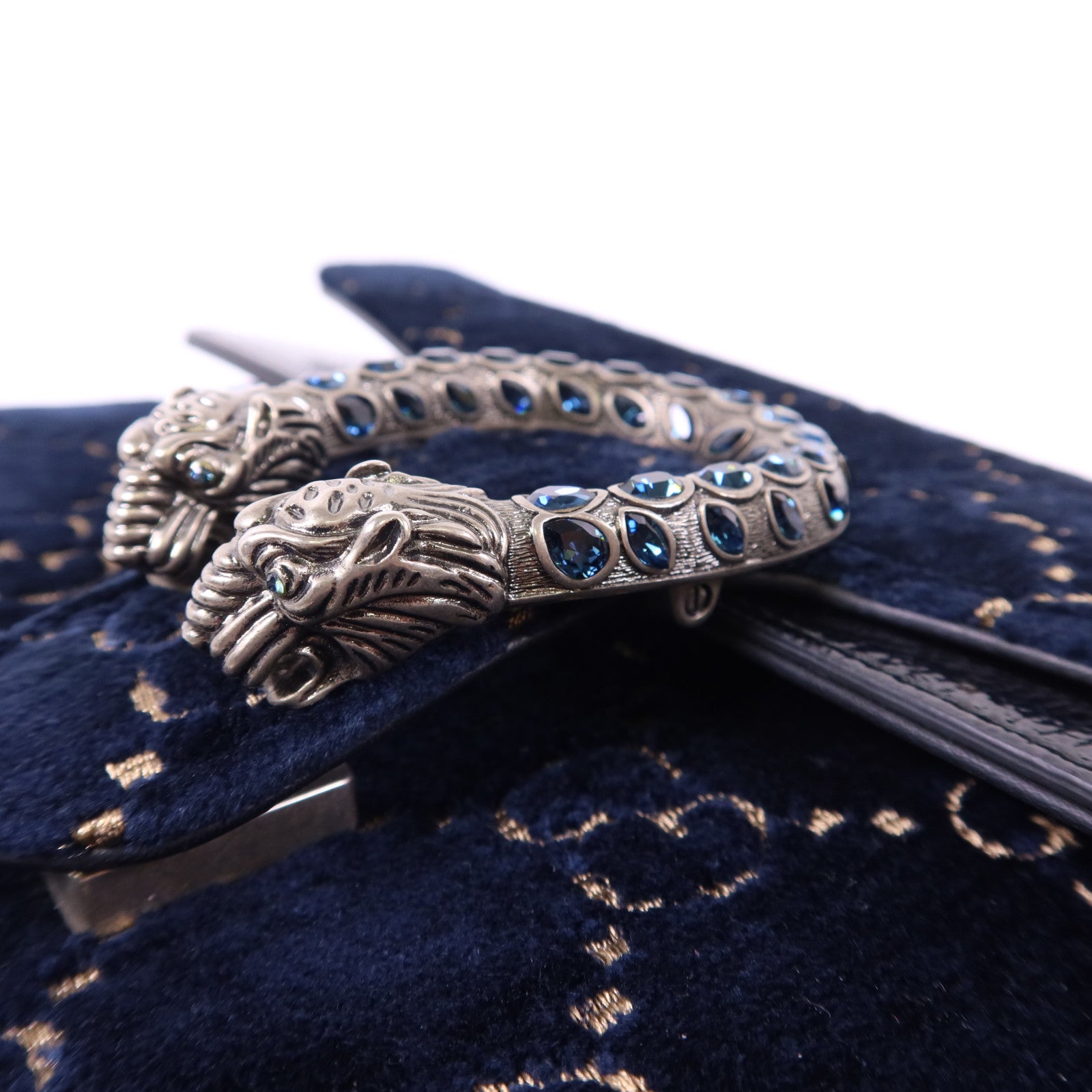 GUCCI 天鵝絨Dionysus Shoulder Bag銀扣鏈帶肩背袋