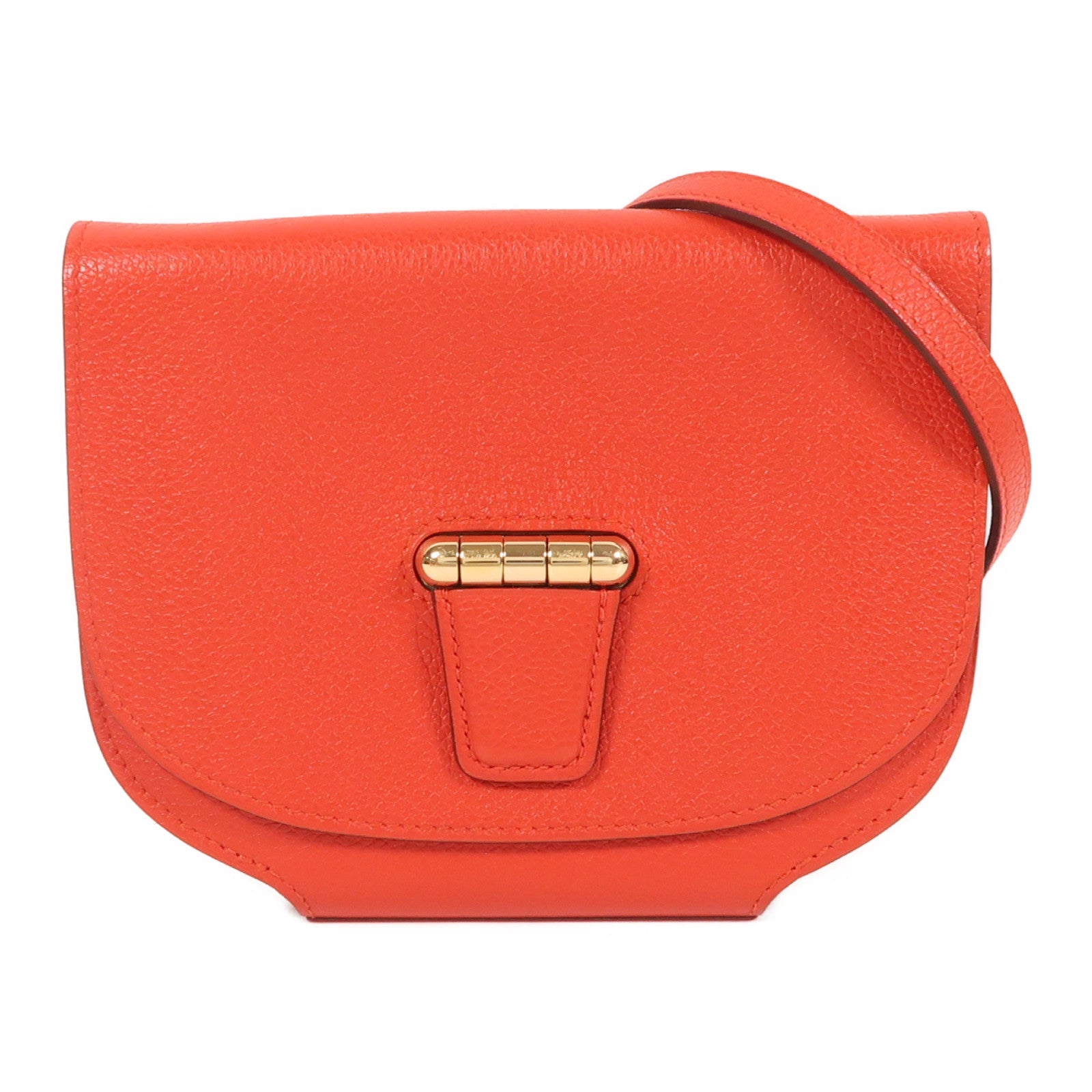 HERMES Evercolor皮革Mini Convoyeur金扣肩背袋蕃茄紅色