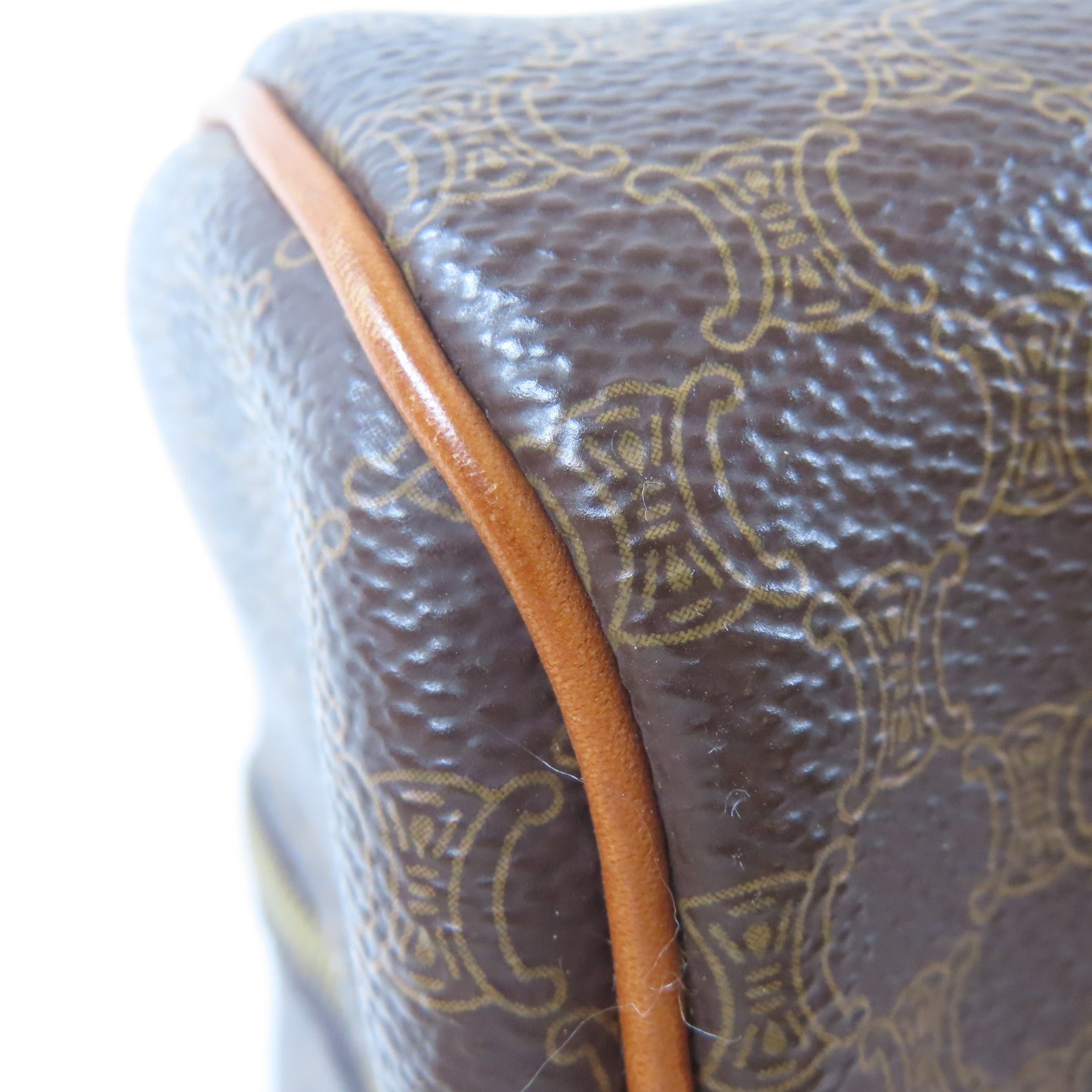 CELINE 塗層帆布Hand Bag金扣手挽袋棕色