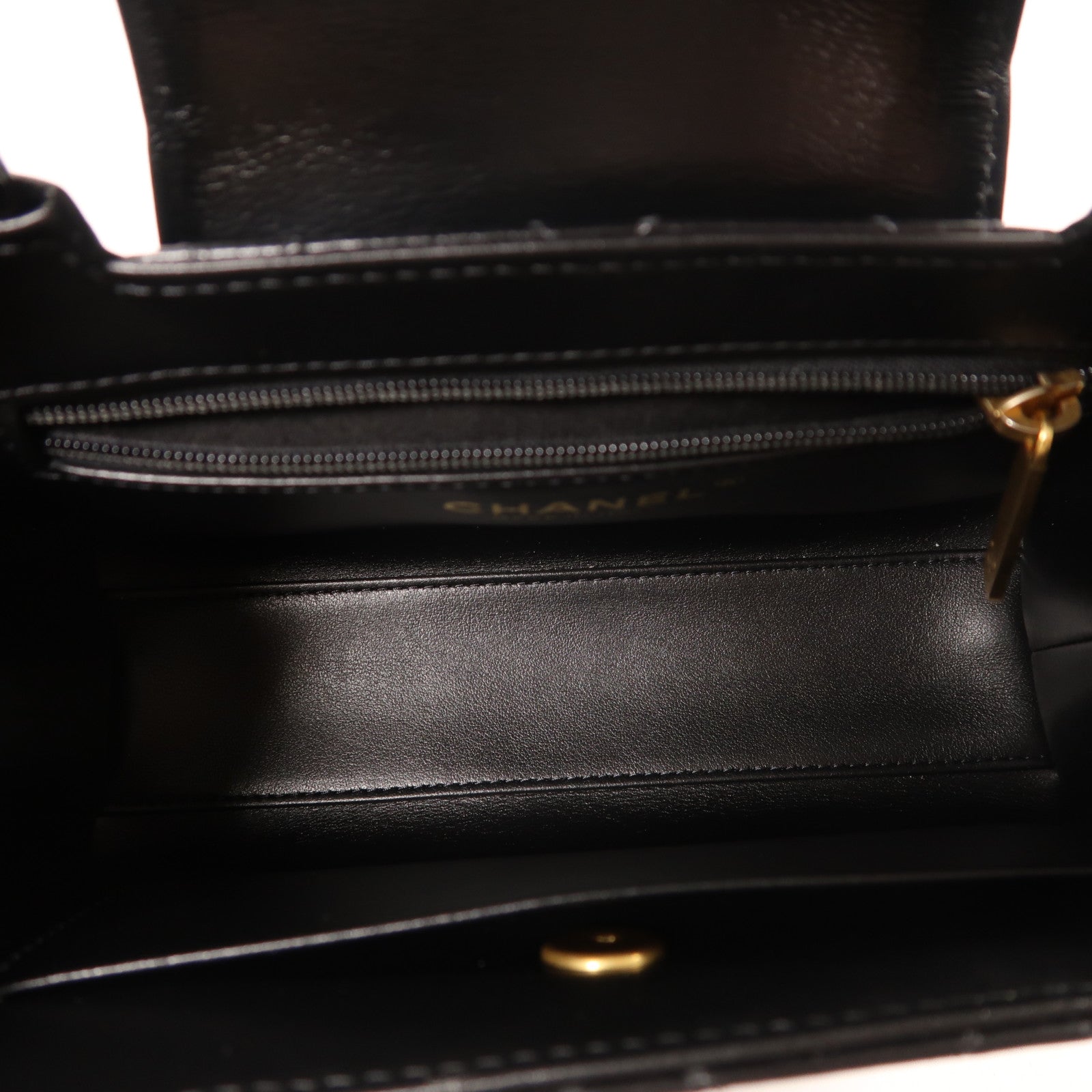 CHANEL 牛皮皮革Kelly Shiny Crumpled Mini金扣手挽肩背兩用袋