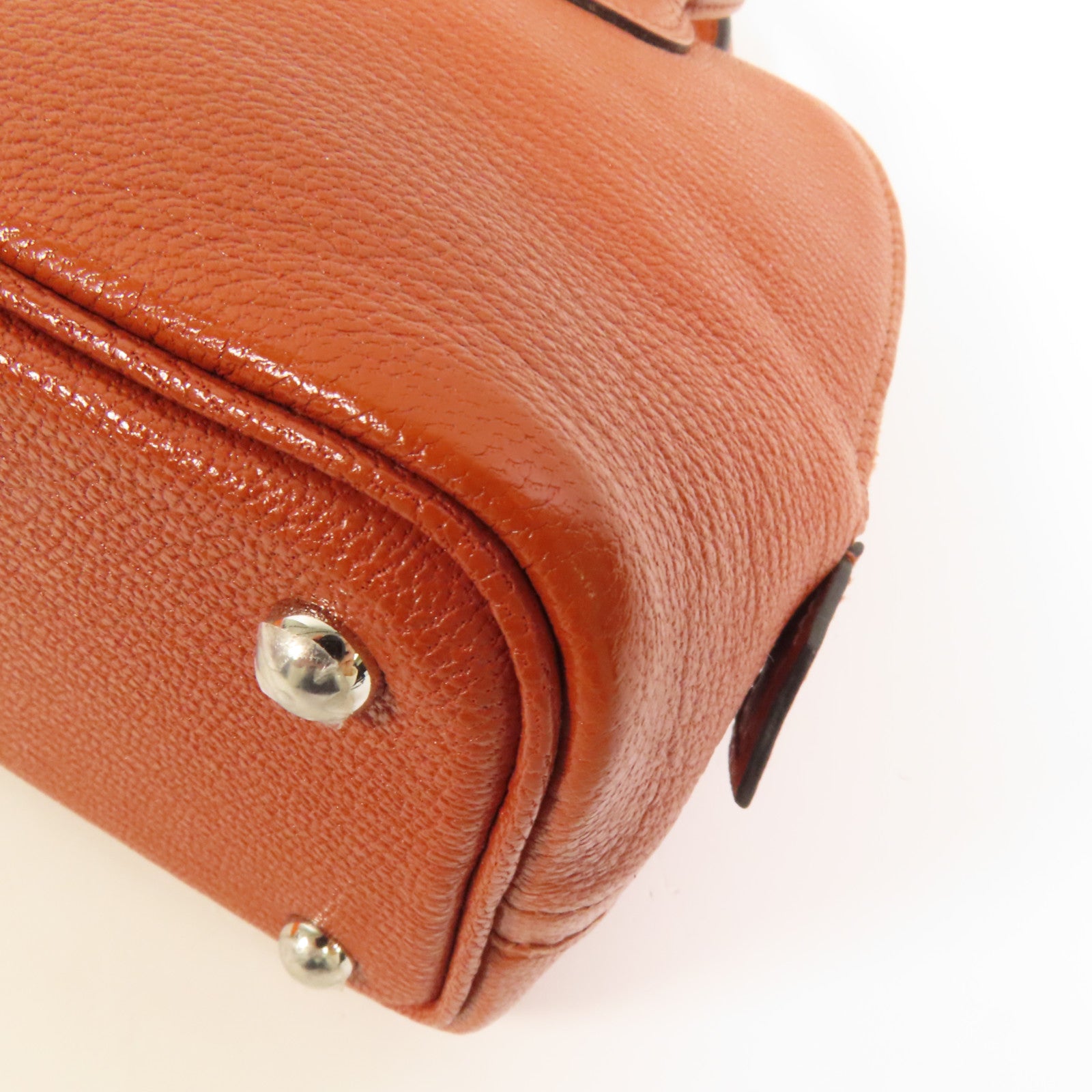 HERMES Chevre皮革Mini Bolide銀扣手挽肩背兩用袋Cuivre