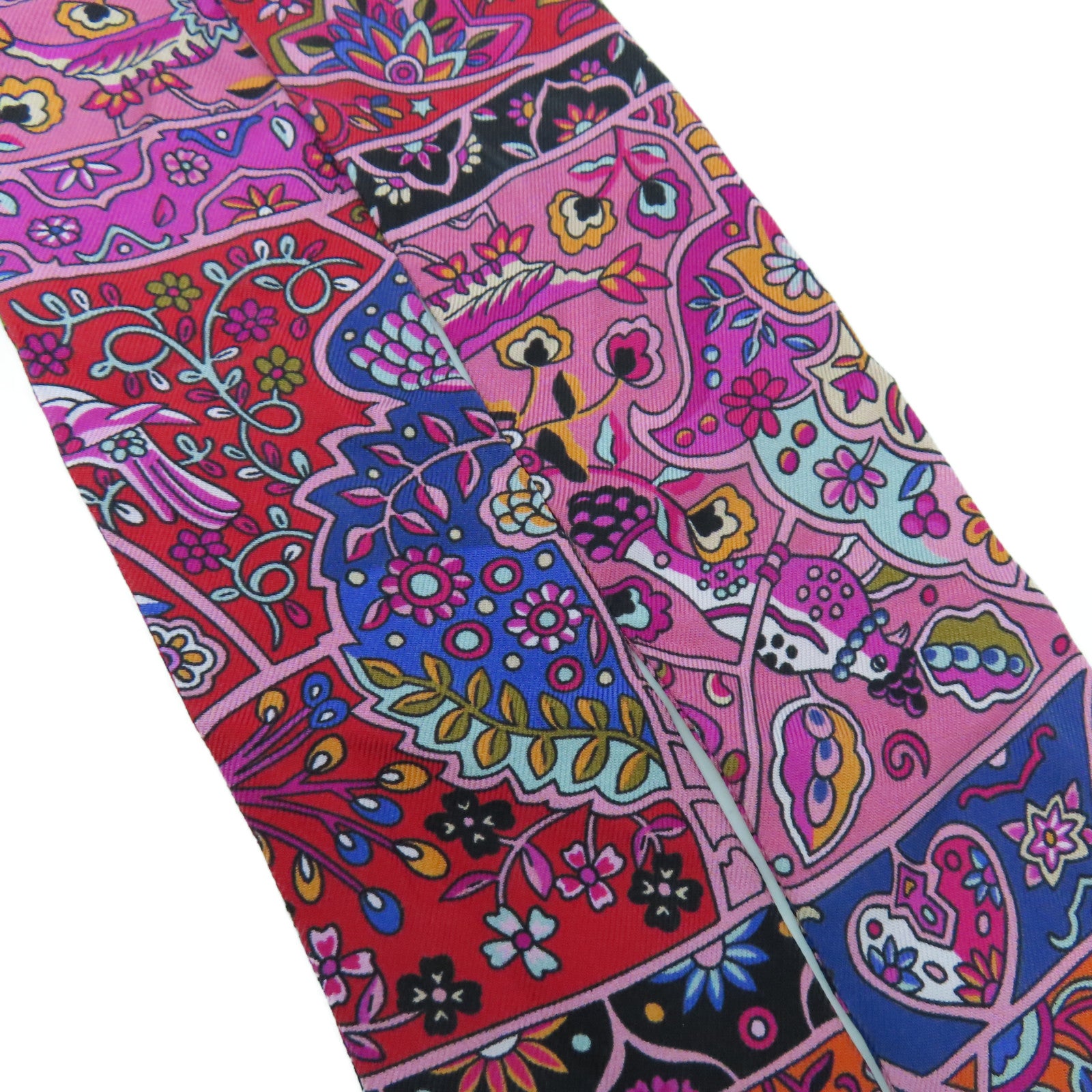 HERMES 【激減優惠】絲質Twilly Scarf絲巾紅色/粉紅色