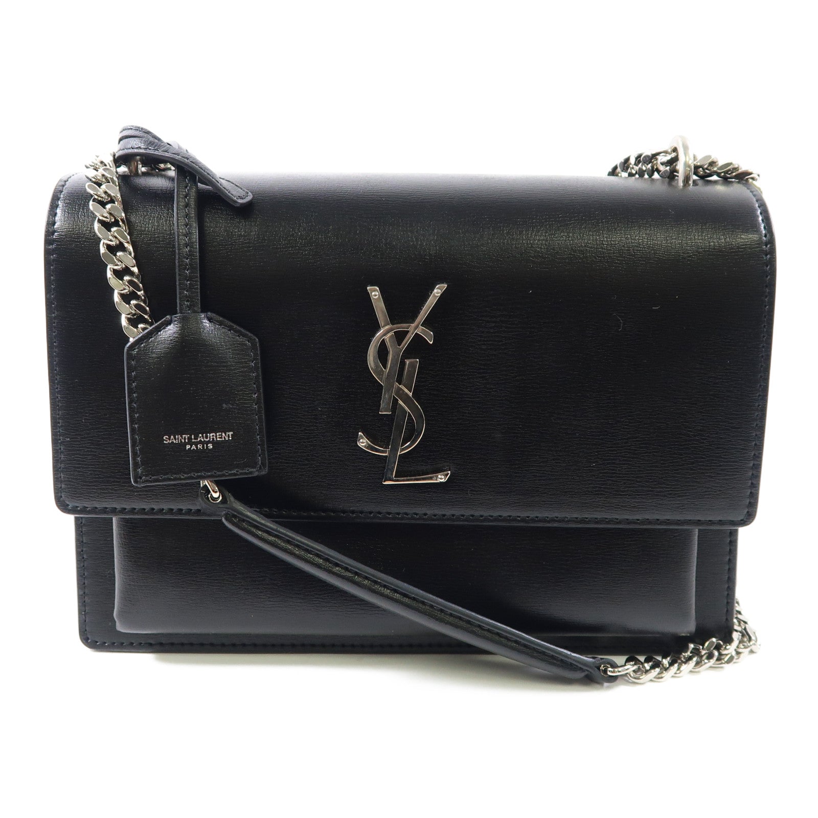 SAINT LAURENT【激減優惠】 牛皮皮革Sunset Medium銀扣鏈帶肩背袋