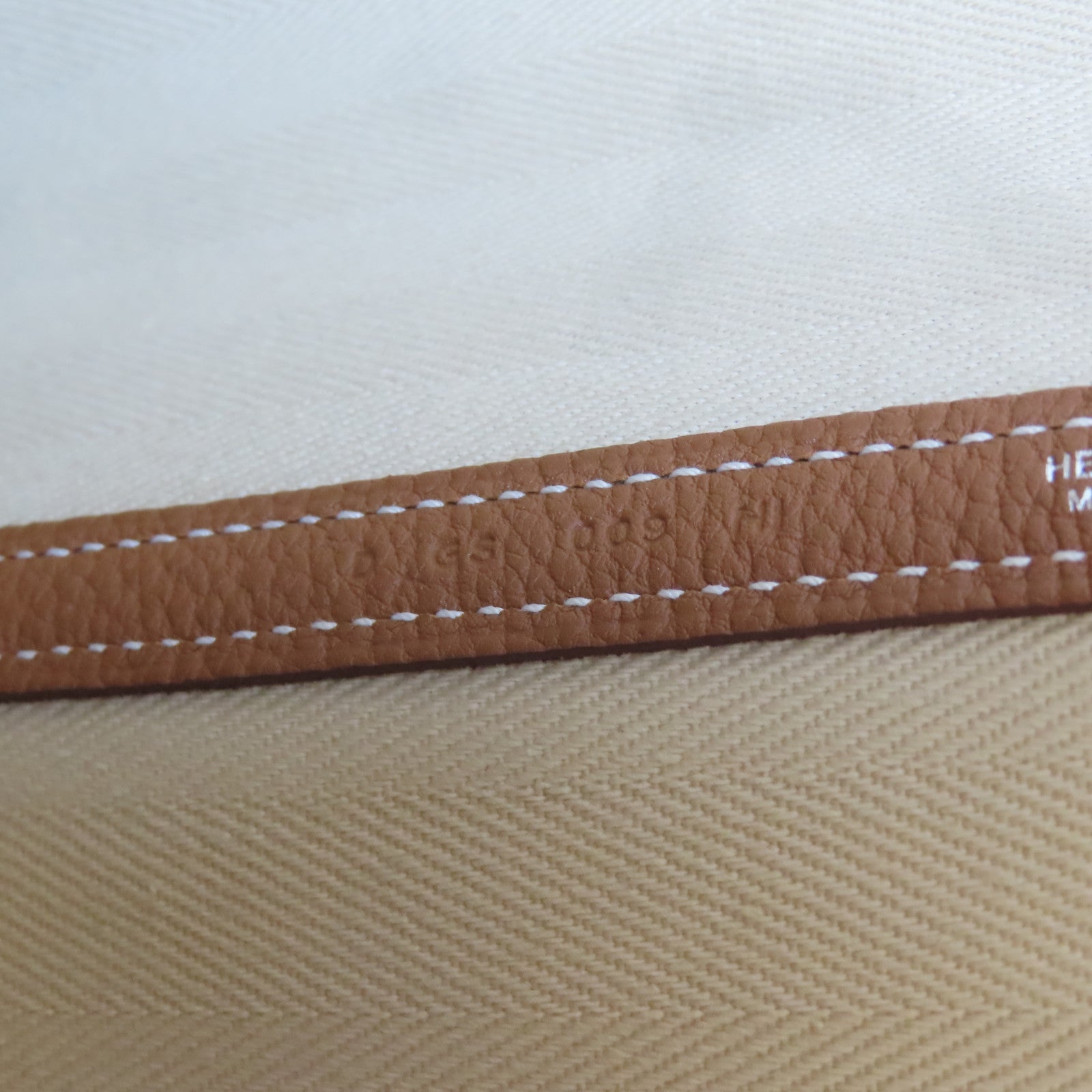 HERMES 帆布Garden Party PM銀扣手挽袋Gold/啡色