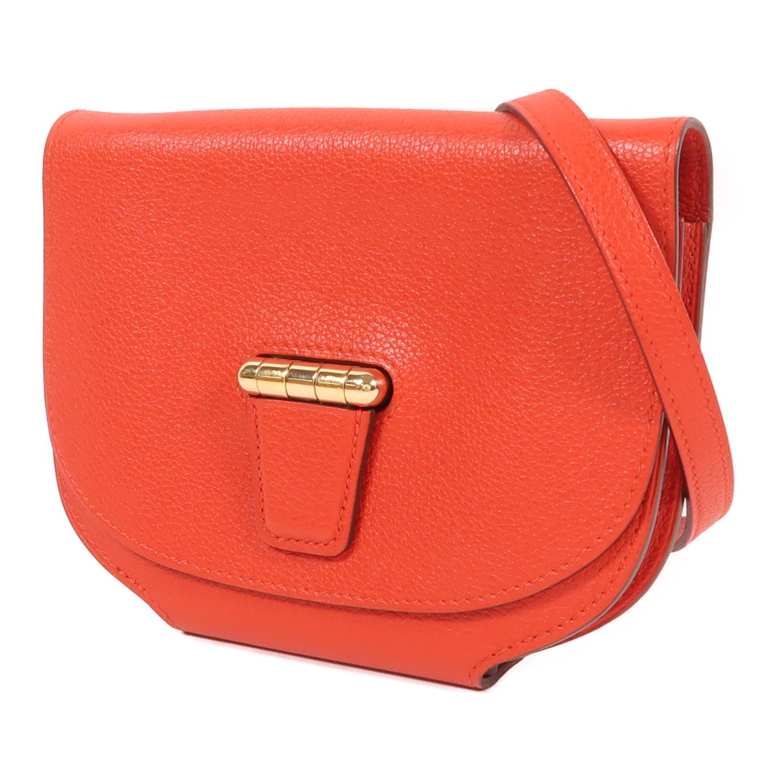 HERMES Evercolor皮革Mini Convoyeur金扣肩背袋蕃茄紅色