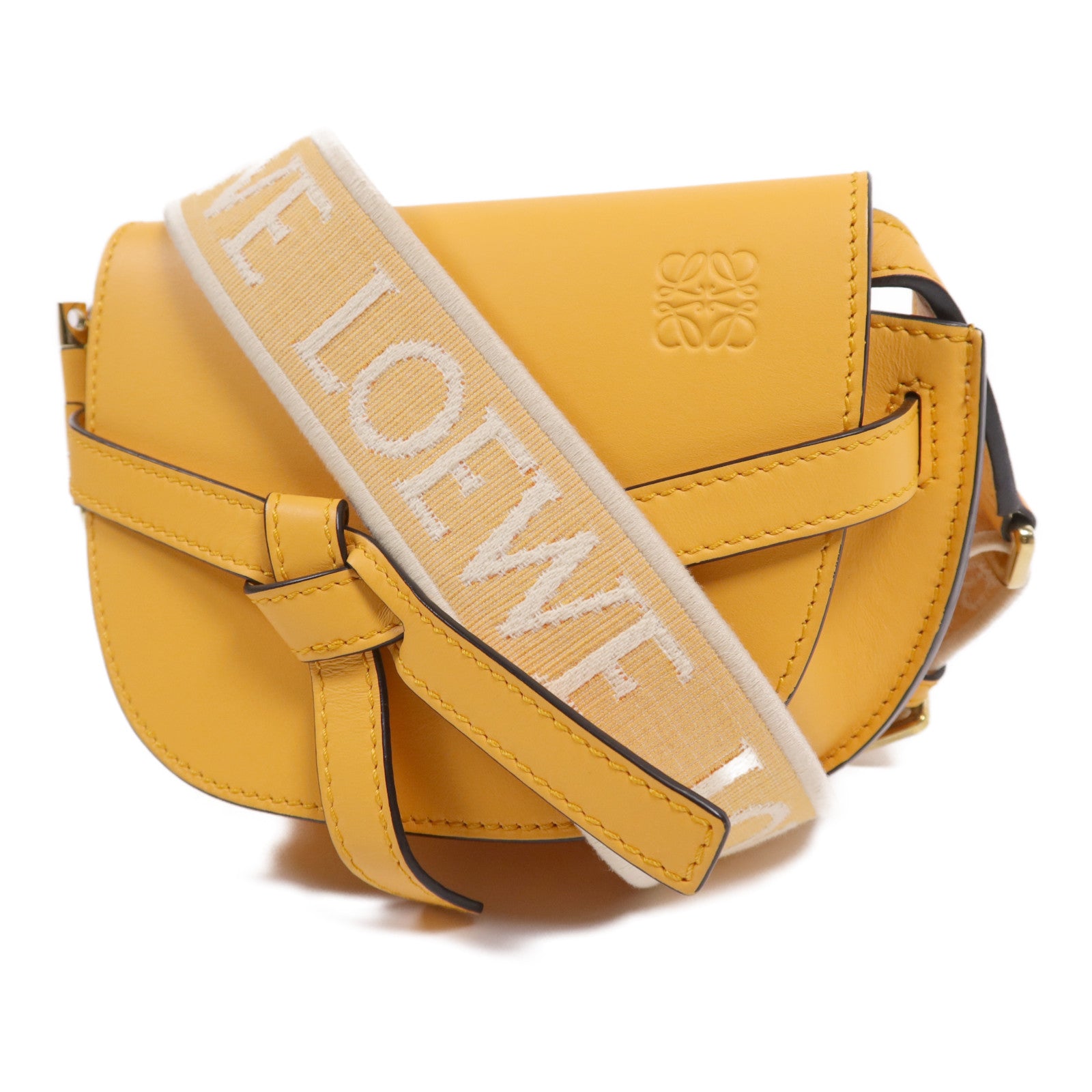 LOEWE 牛皮皮革Mini Gate金扣肩背袋