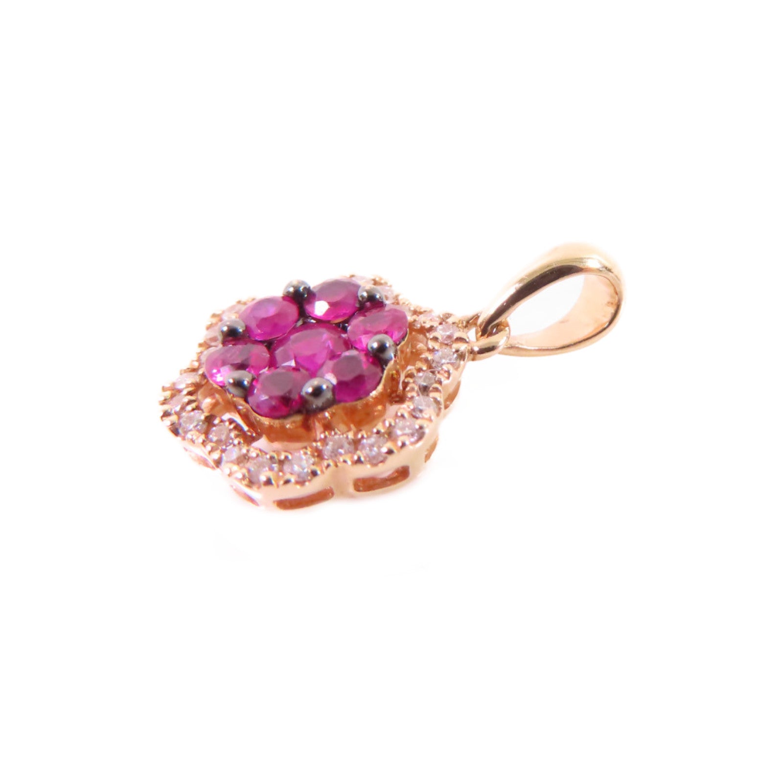 JEWELRY 【激減優惠】18K玫瑰金/紅寶石/0.8ct鑽石Ruby Diamond Pendant Top吊墜頭扣