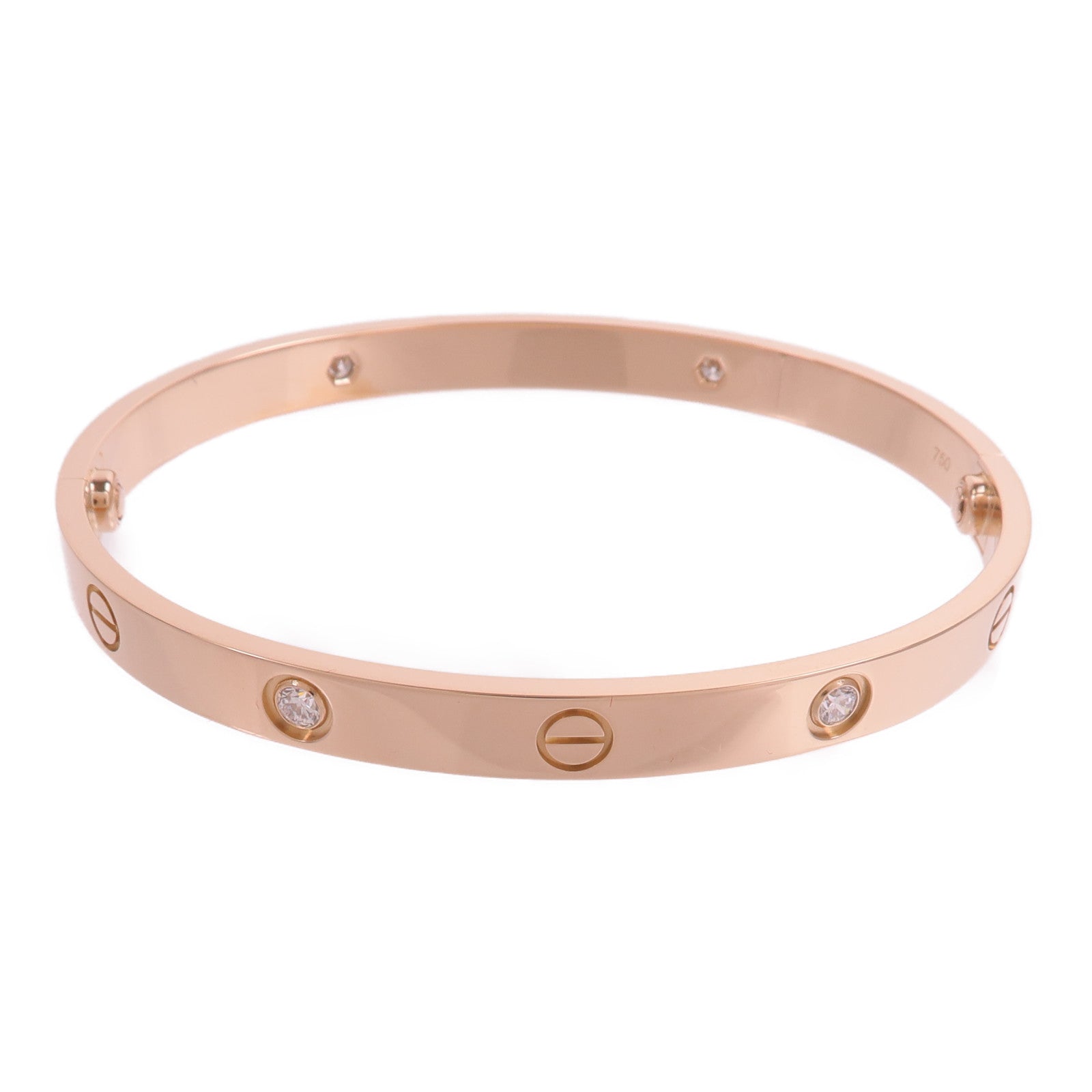 CARTIER 18K玫瑰金Love Bracelet 4 Diamonds鑽石手鐲