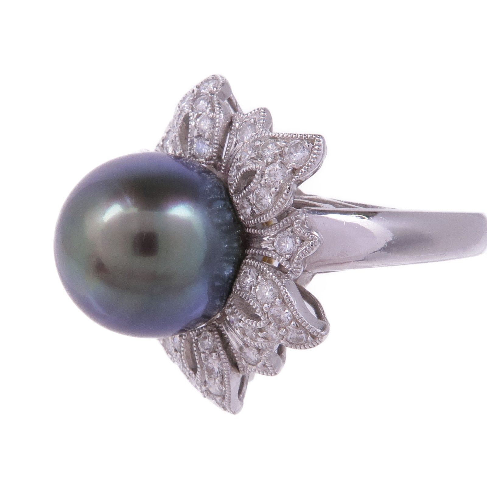 JEWELRY 18K白金Pearl Diamond Ring珍珠鑽石戒指US#6.5