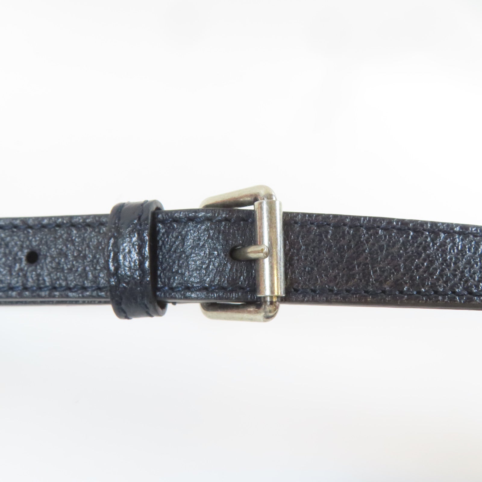 GUCCI 塗層帆布Shoulder Bag銀扣肩背袋啡色/深藍色