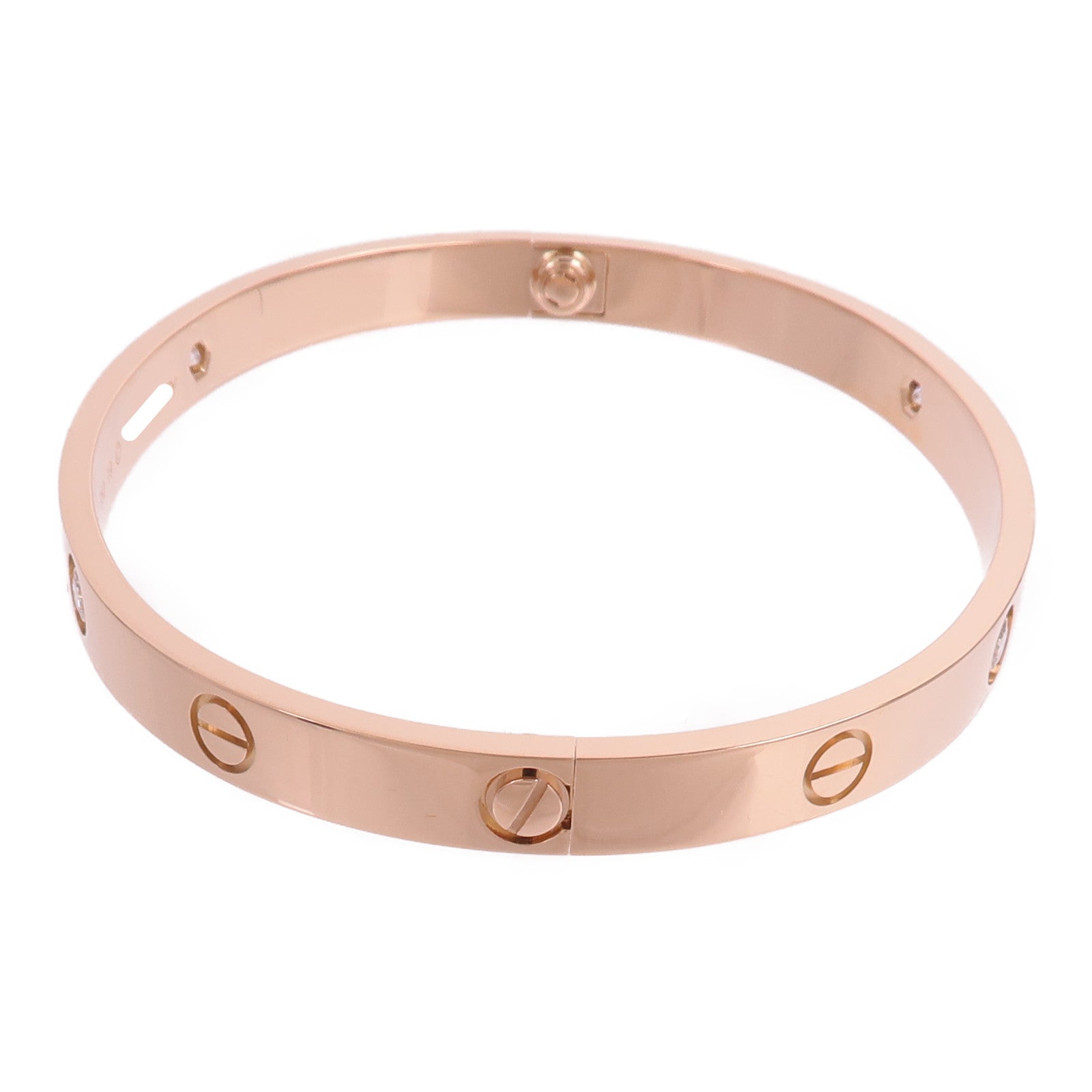 CARTIER 18K玫瑰金Love Bracelet 4 Diamonds鑽石手鐲