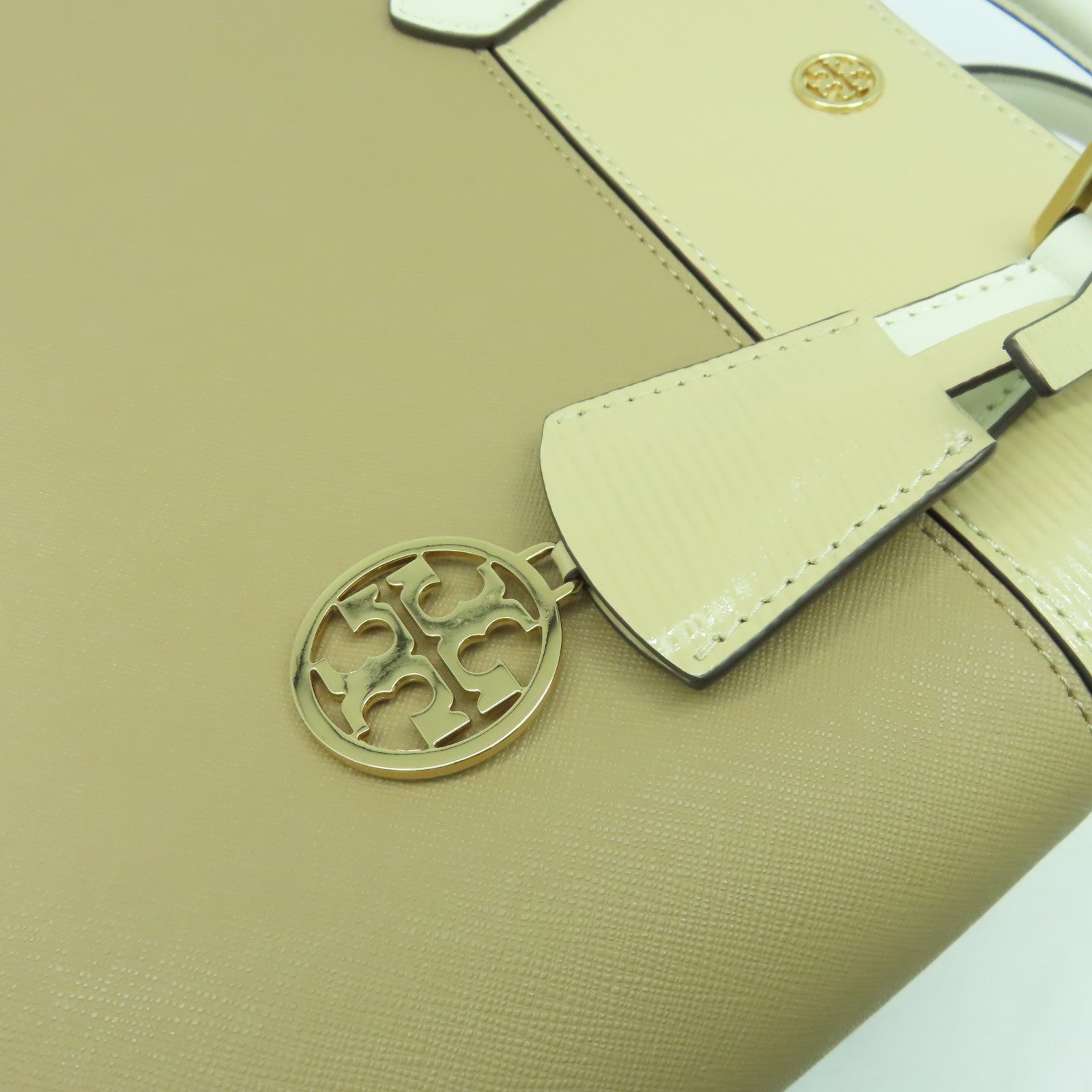 Tory Burch 牛皮皮革2 Way Shoulder Bag金扣手挽肩背兩用袋米色