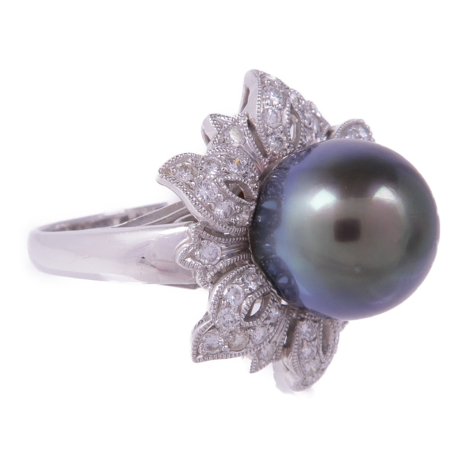 JEWELRY 【激減優惠】18K白金Pearl Diamond Ring珍珠鑽石戒指US#6.5