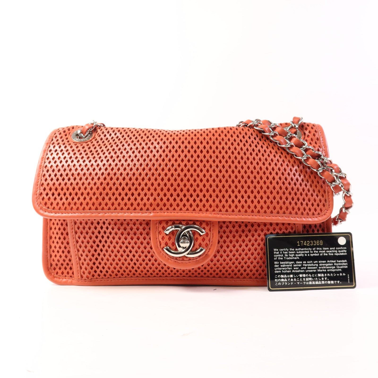 CHANEL 牛皮皮革Chain Shoulder銀扣鏈帶肩背袋