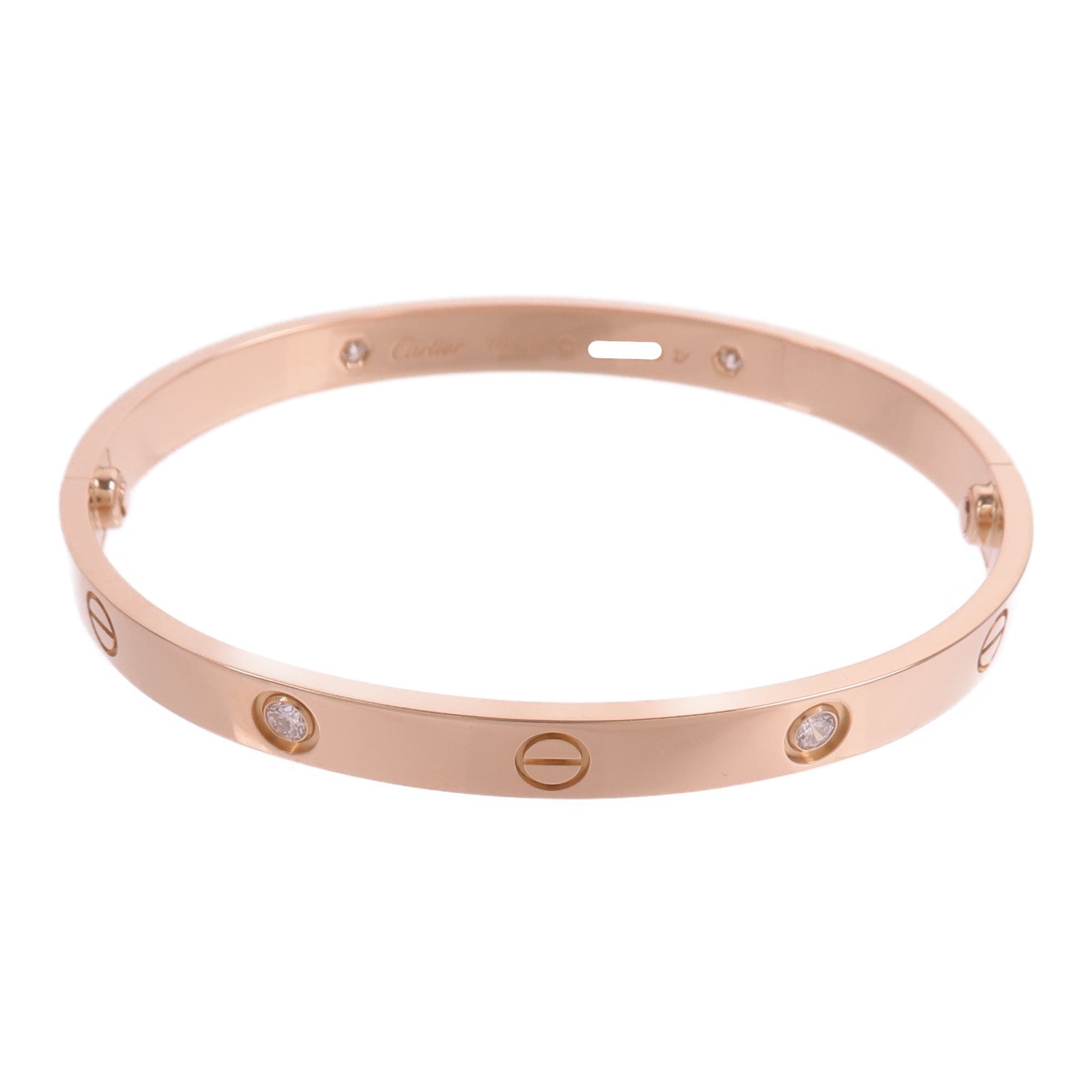 CARTIER 18K玫瑰金Love Bracelet 4 Diamonds鑽石手鐲