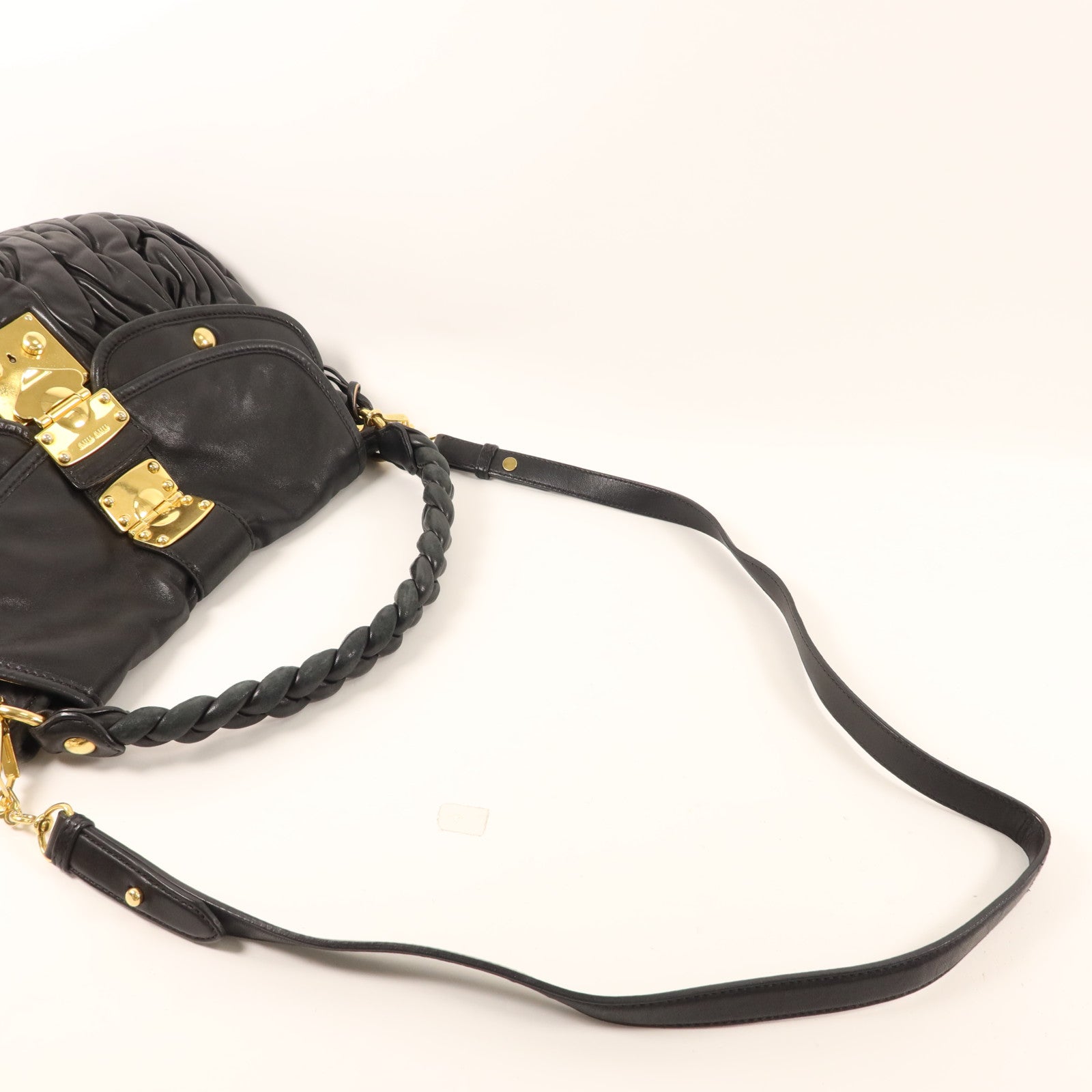 Miu Miu 羊皮皮革2Way Shoulder Bag金扣手挽肩背兩用袋